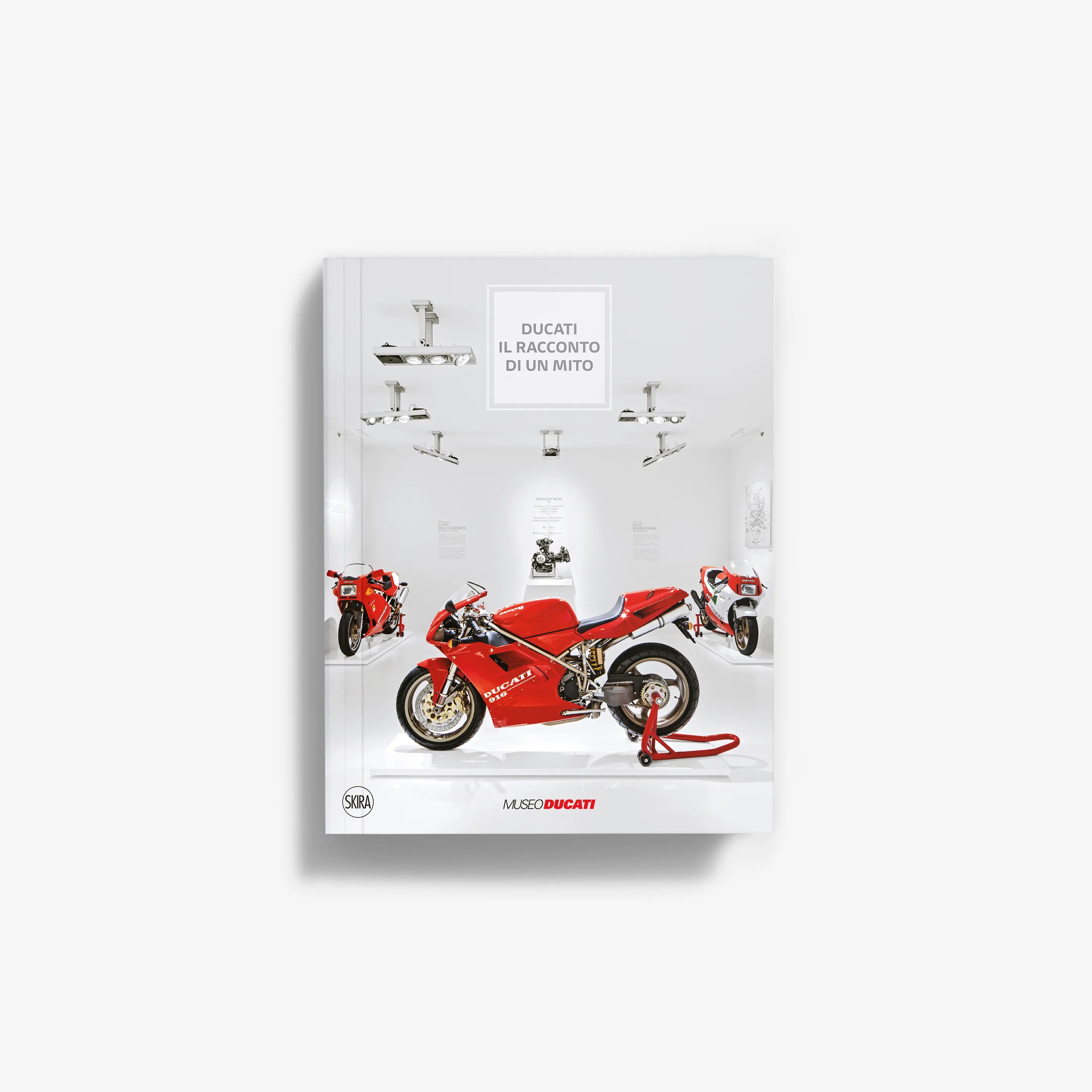Ducati story of a myth book, white cover with red motorcycles