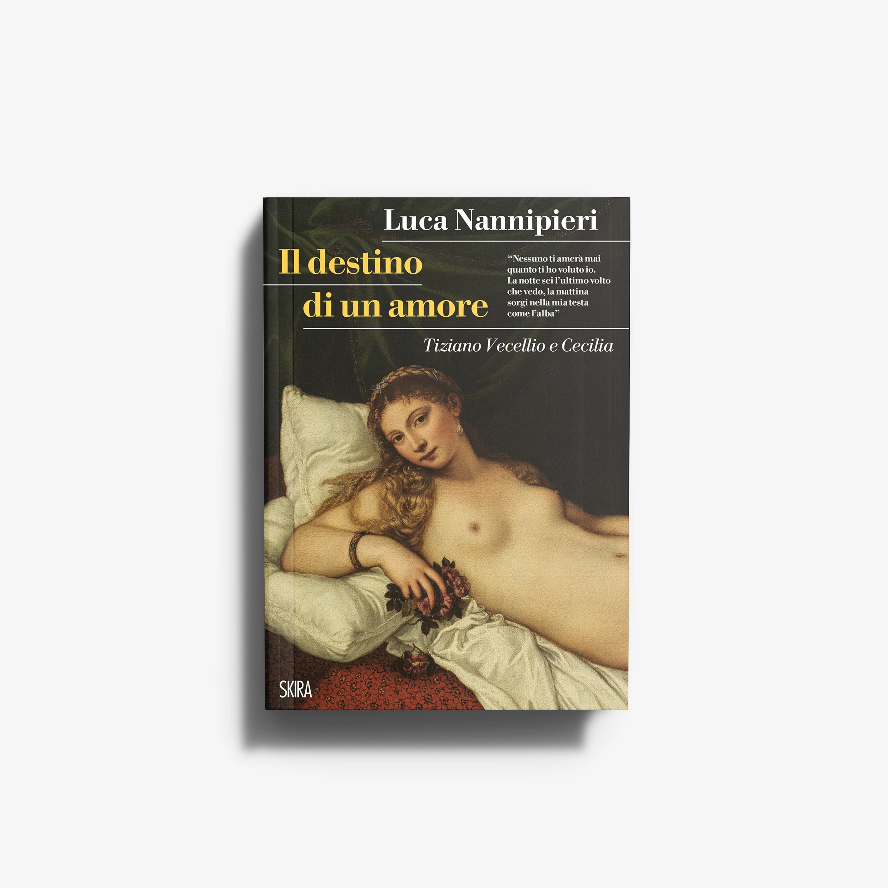 Art book in dark green with portrait cover, Skira Arte, Il destino di un amore, Tiziano Vecellio e Cecilia Soldani