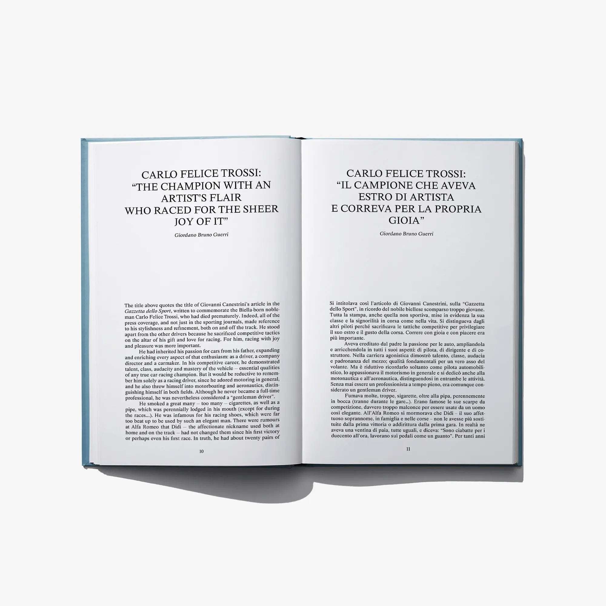 Open book with two dense text pages and small black-and-white photos