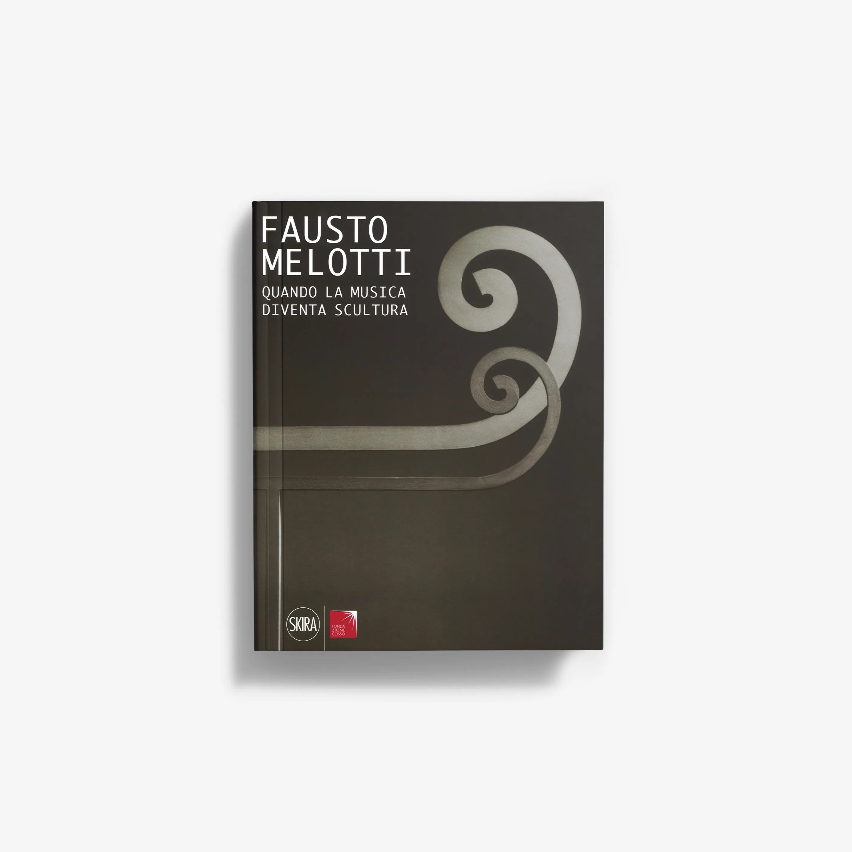 Fausto Melotti hardcover book with black cover, white title, and spiral design