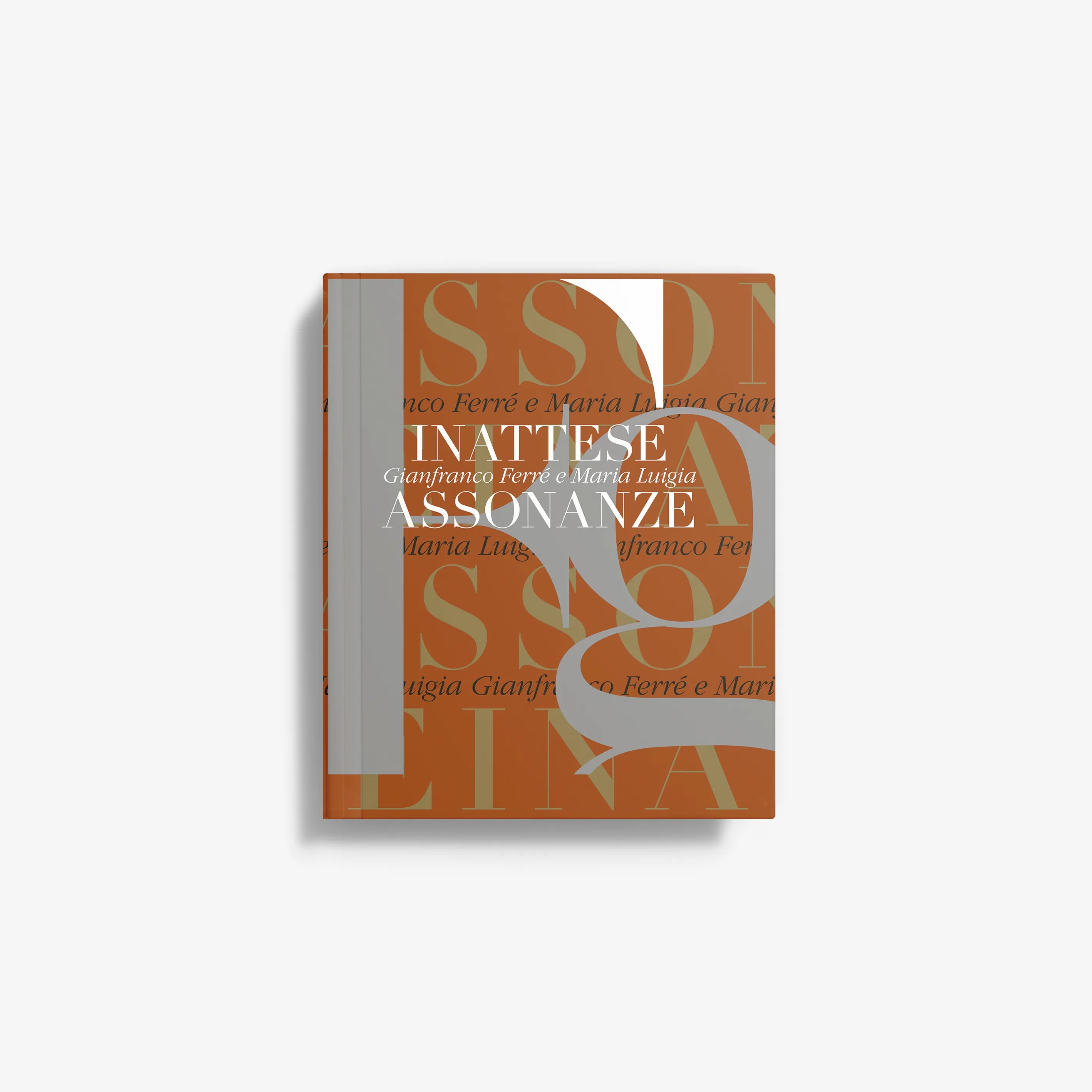 Perfume gift box with cream and orange design and large decorative lettering