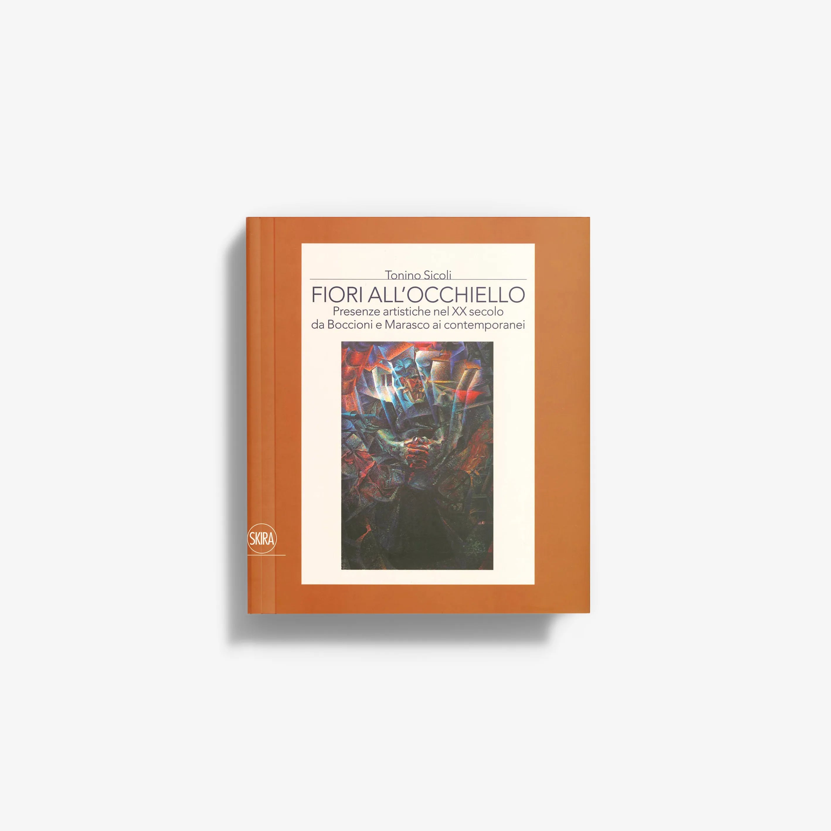 Art book in terracotta with cover text and abstract artwork, Skira Arte, Fiori all'occhiello anthology