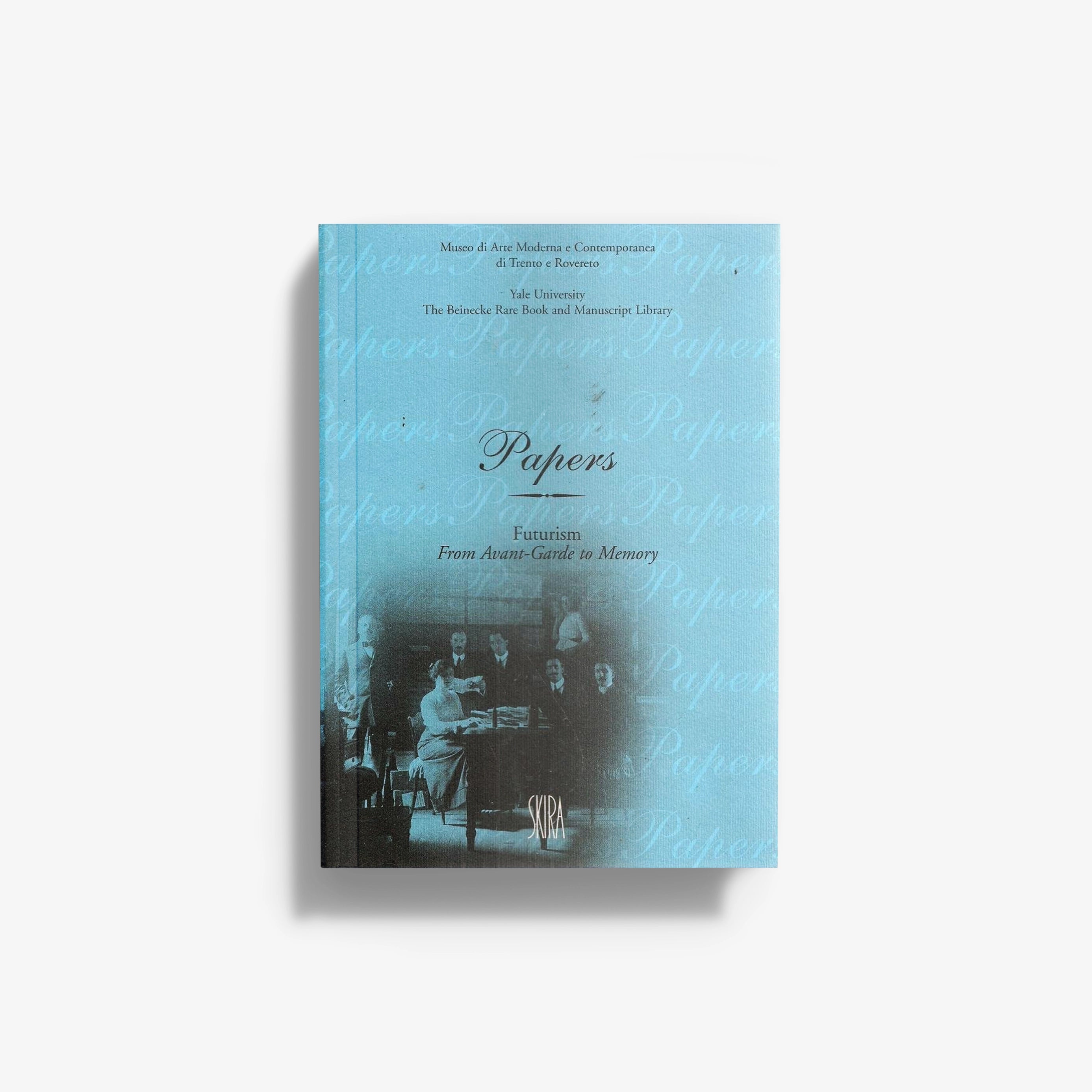 Blue academic book cover titled “Papers: Futurism From Avant-Garde to Memory”