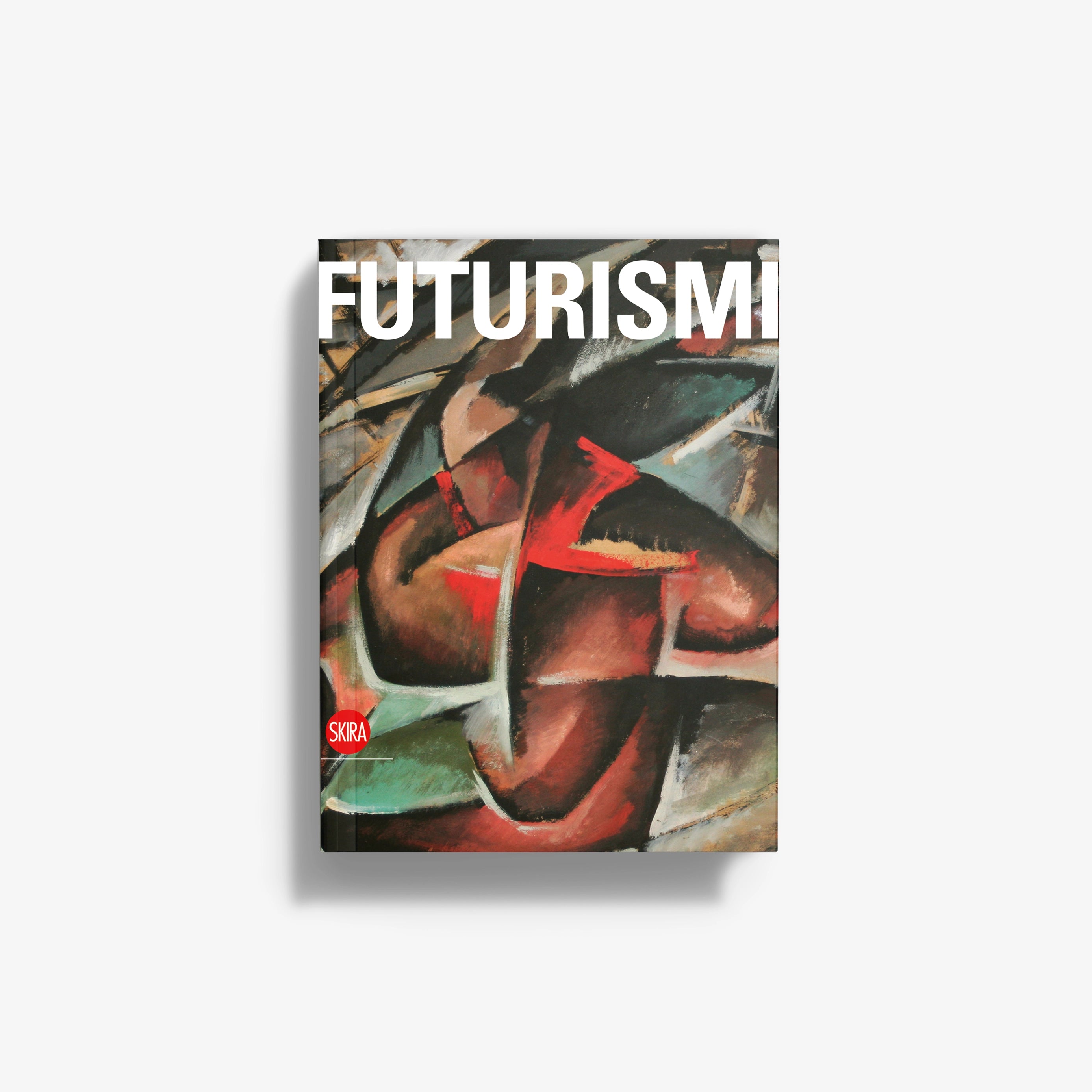 Futurismi abstract art print with bold FUTURISM text and red geometric shapes