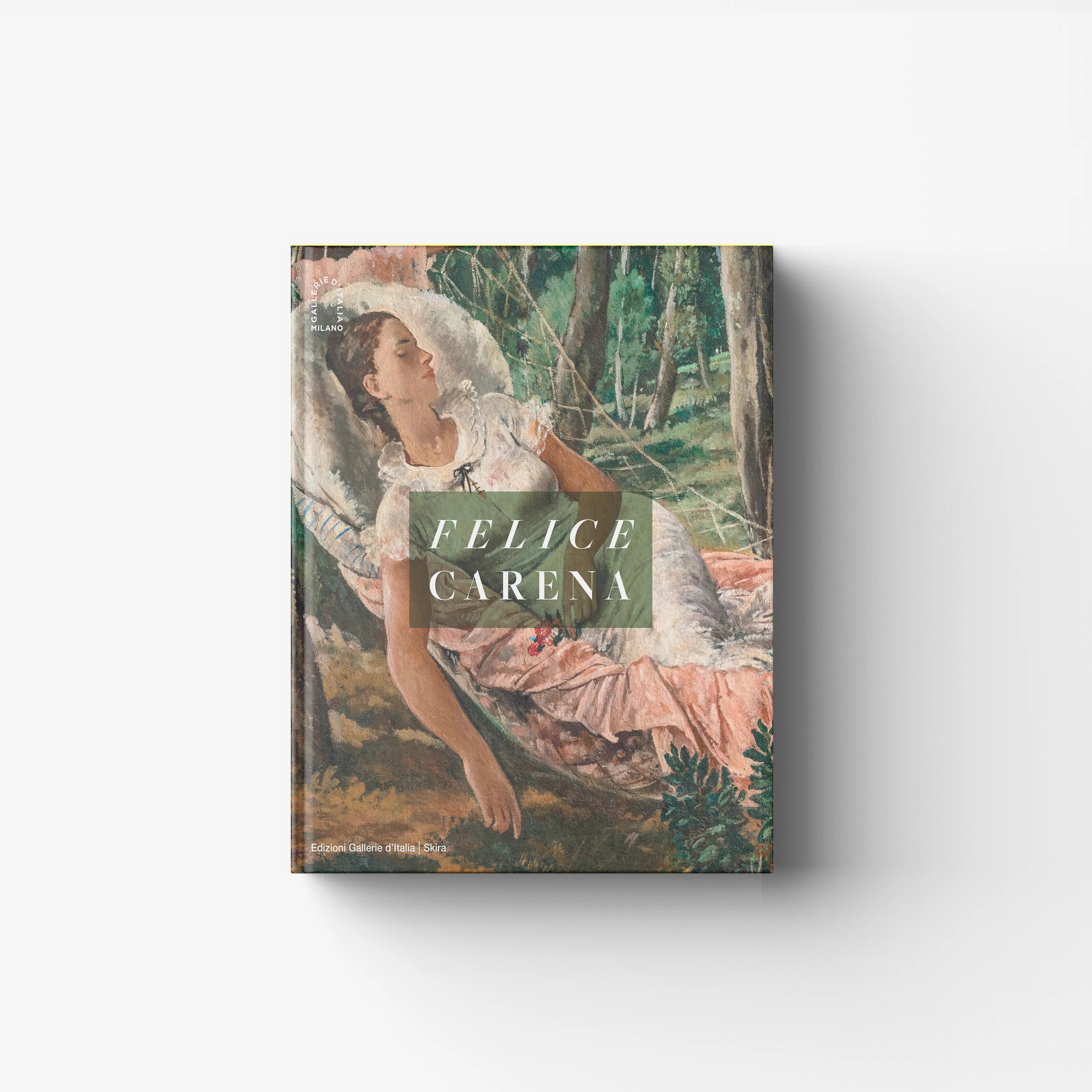Art book by Skira Arte titled Felice Carena with illustrated cover featuring a woman in a green forest scene