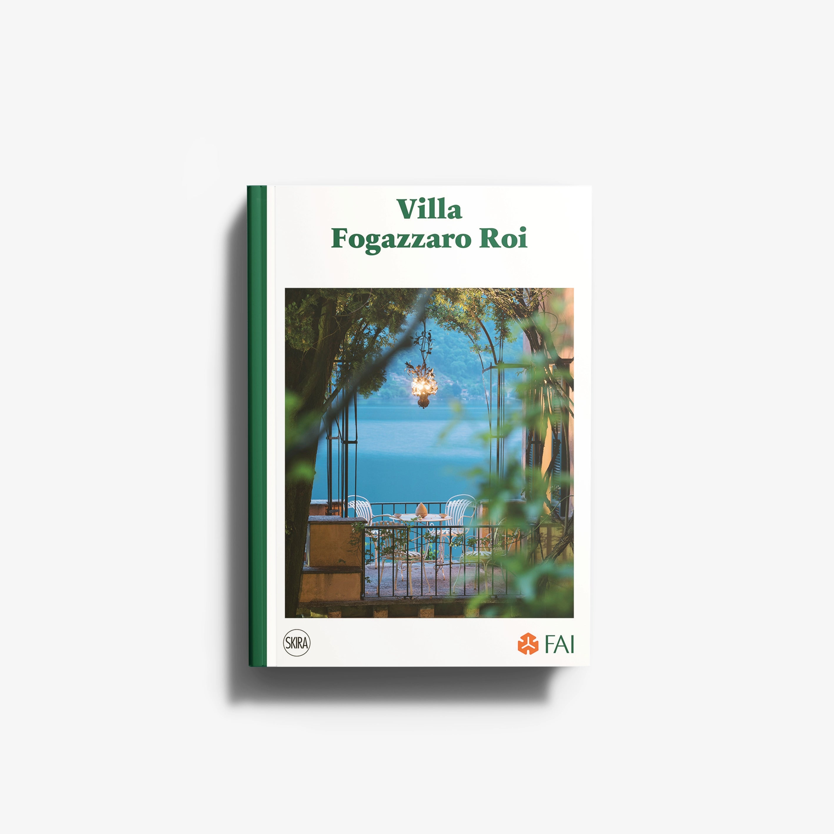 Book in green and white cover by Skira Arte, Villa Fogazzaro Roi with illustrated guide to a historic villa