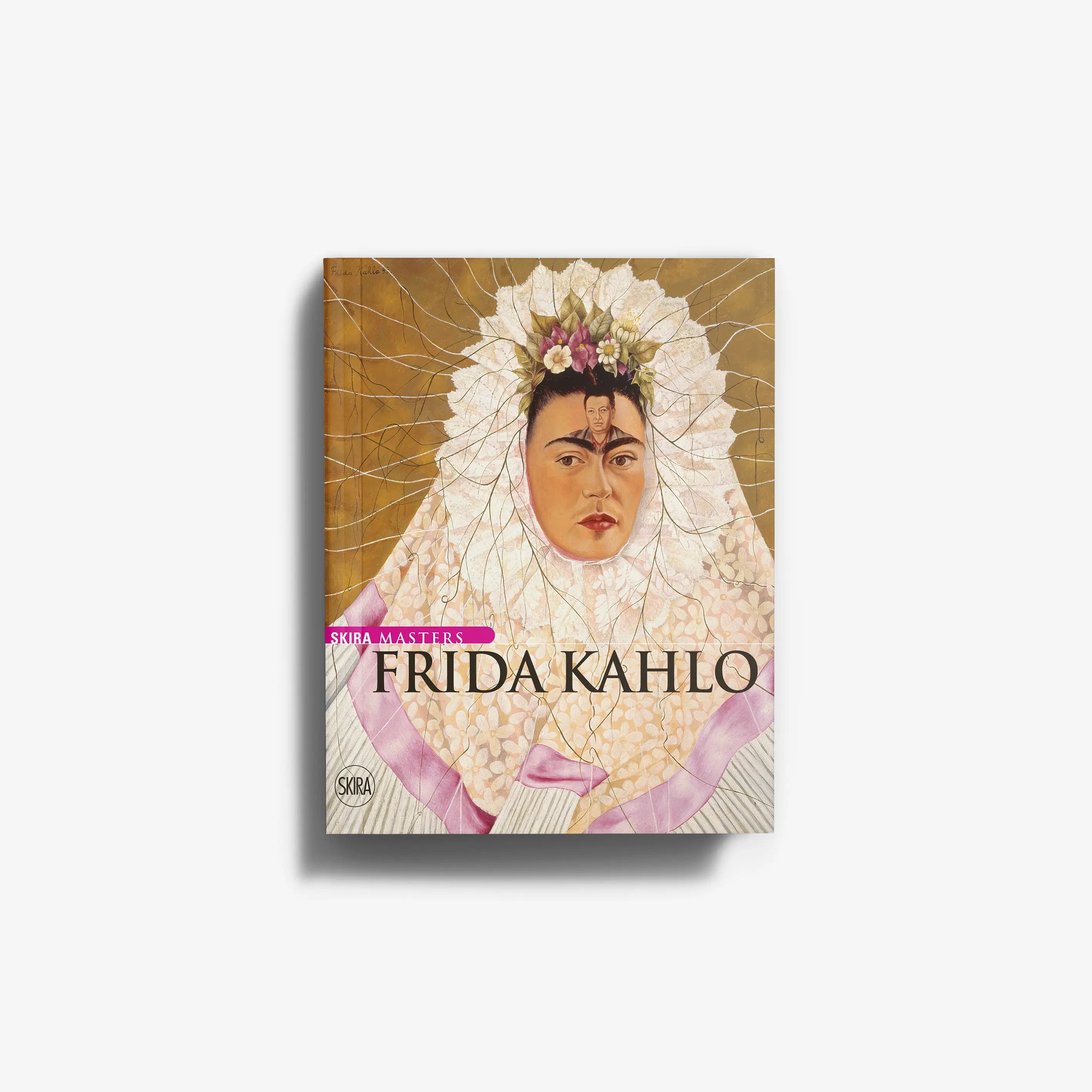 Art book by Skira Arte featuring Frida Kahlo portrait with floral headdress and golden background