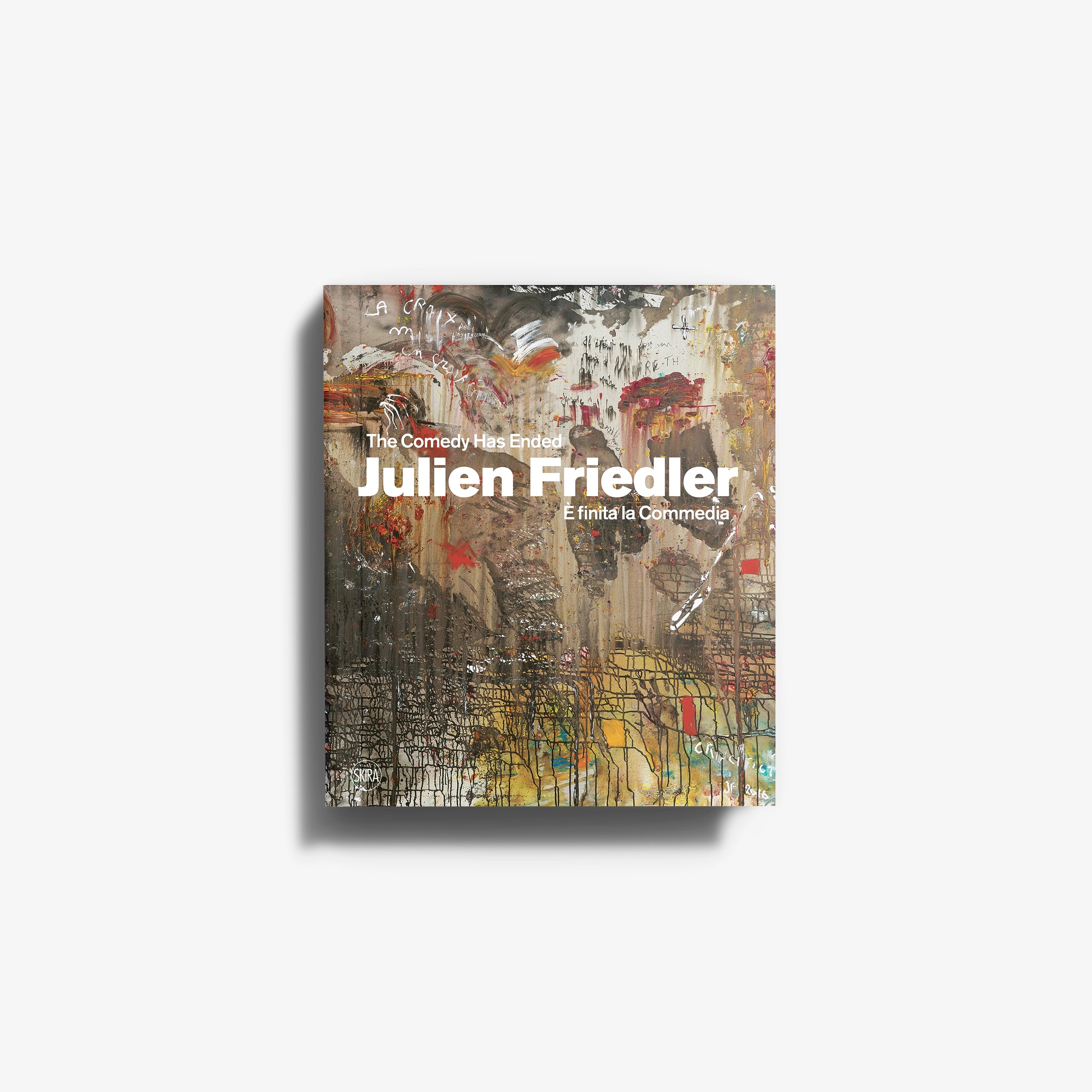 Contemporary art monograph by Skira Arte, Julien Friedler, with abstract painted cover and three act exhibition pathway