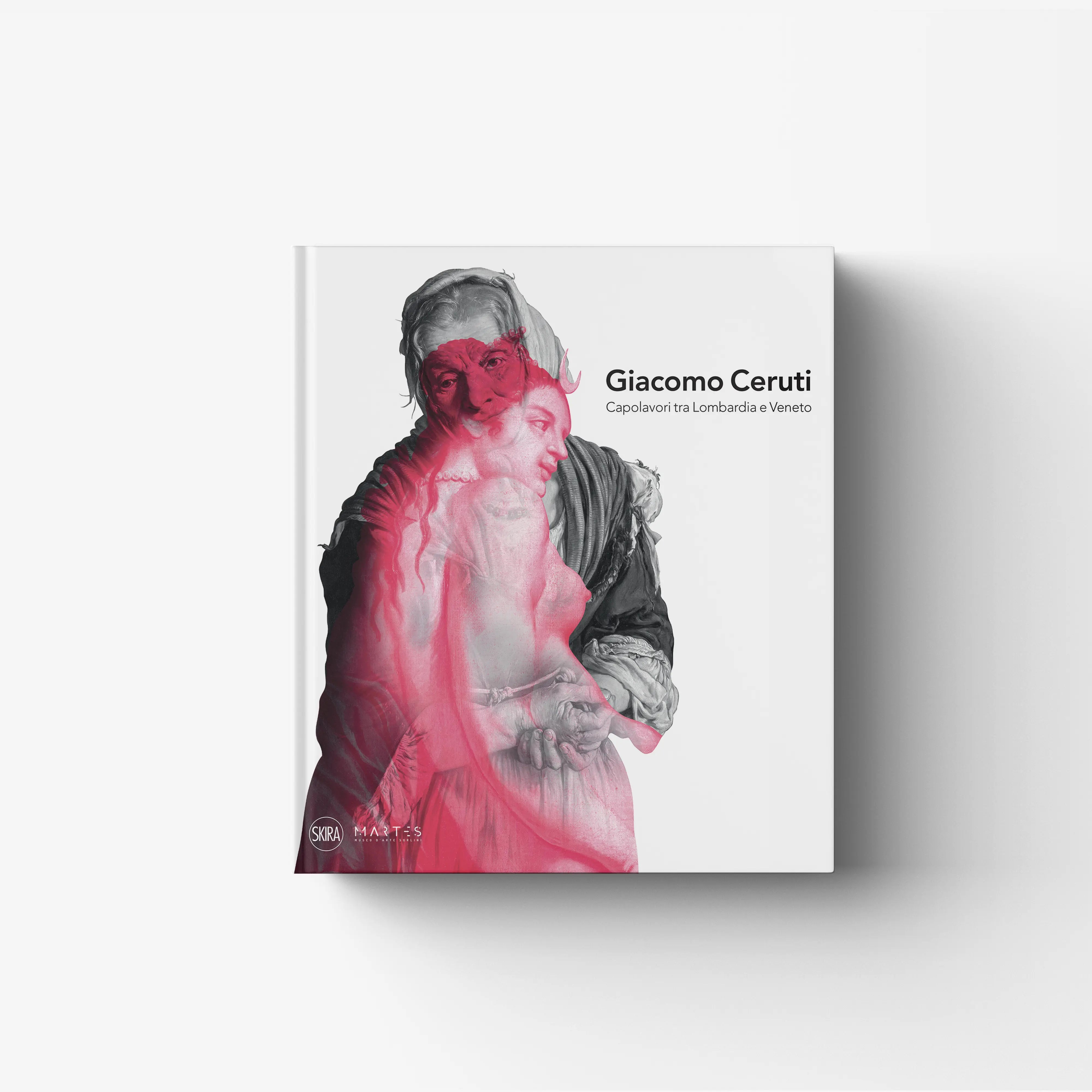 Illustrated art book by Skira Arte, Giacomo Ceruti, with red and pink portrait cover, monograph on Giacomo Ceruti