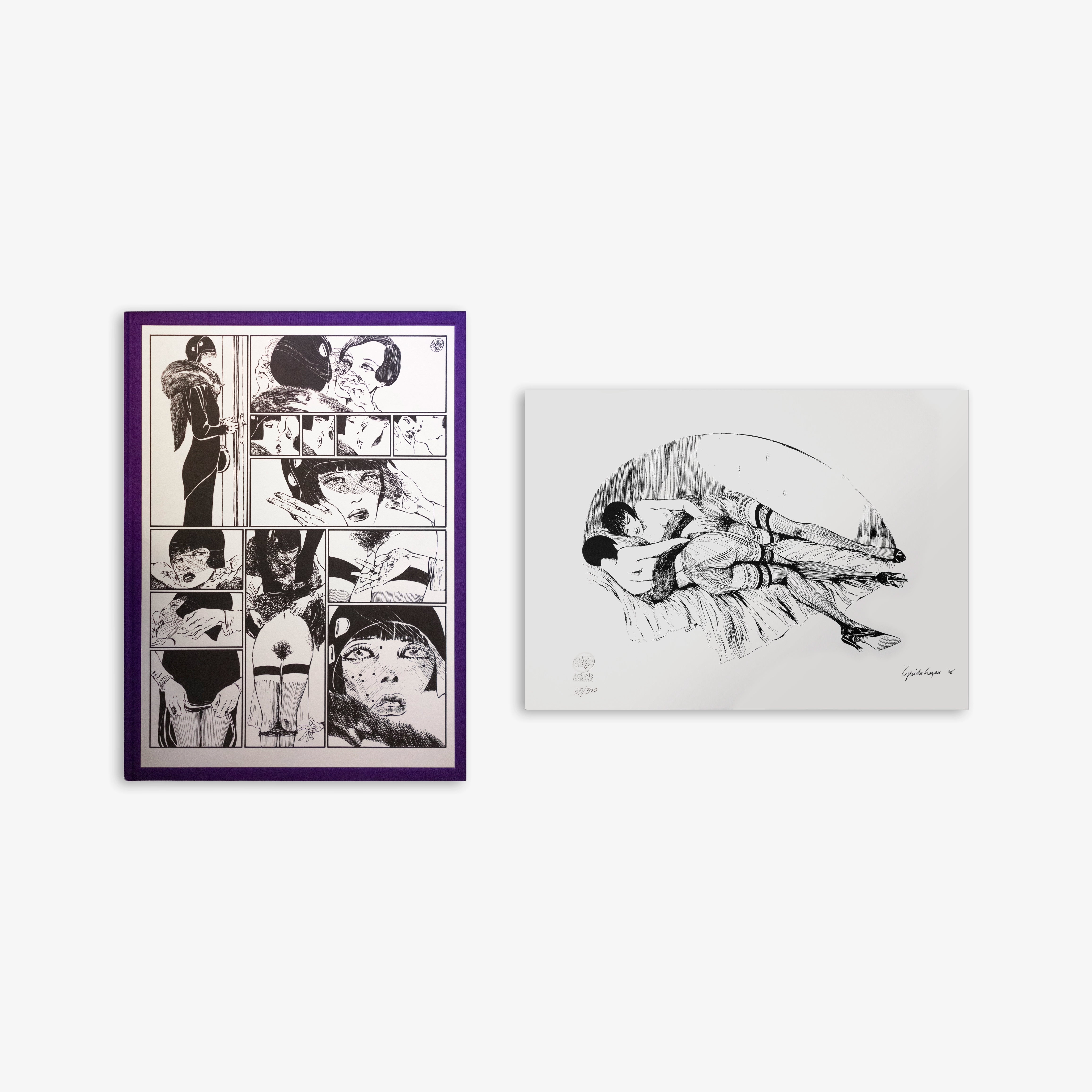 Limited edition art print set: framed collage and monochrome figure panel