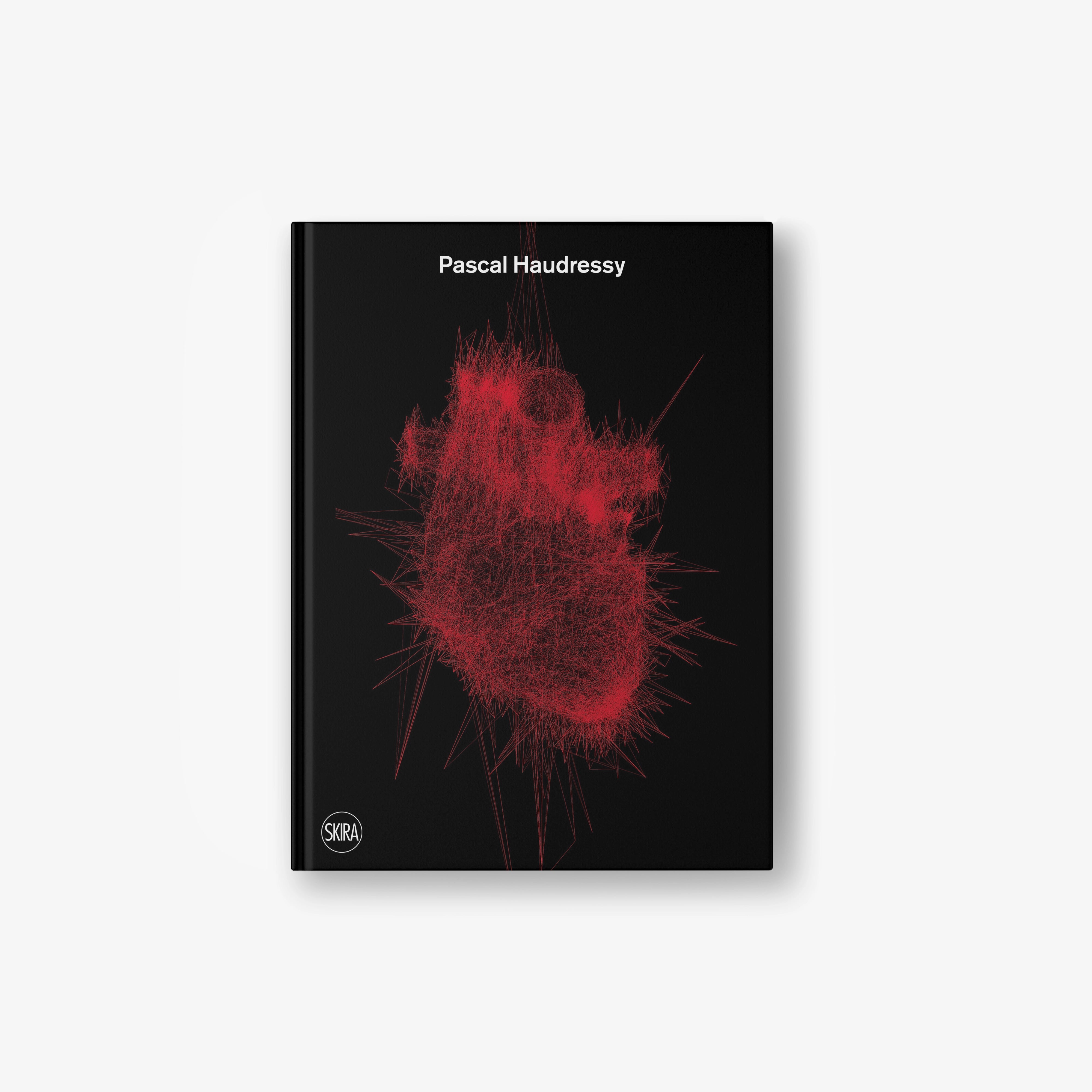 Art book with black cover and red abstract graphic