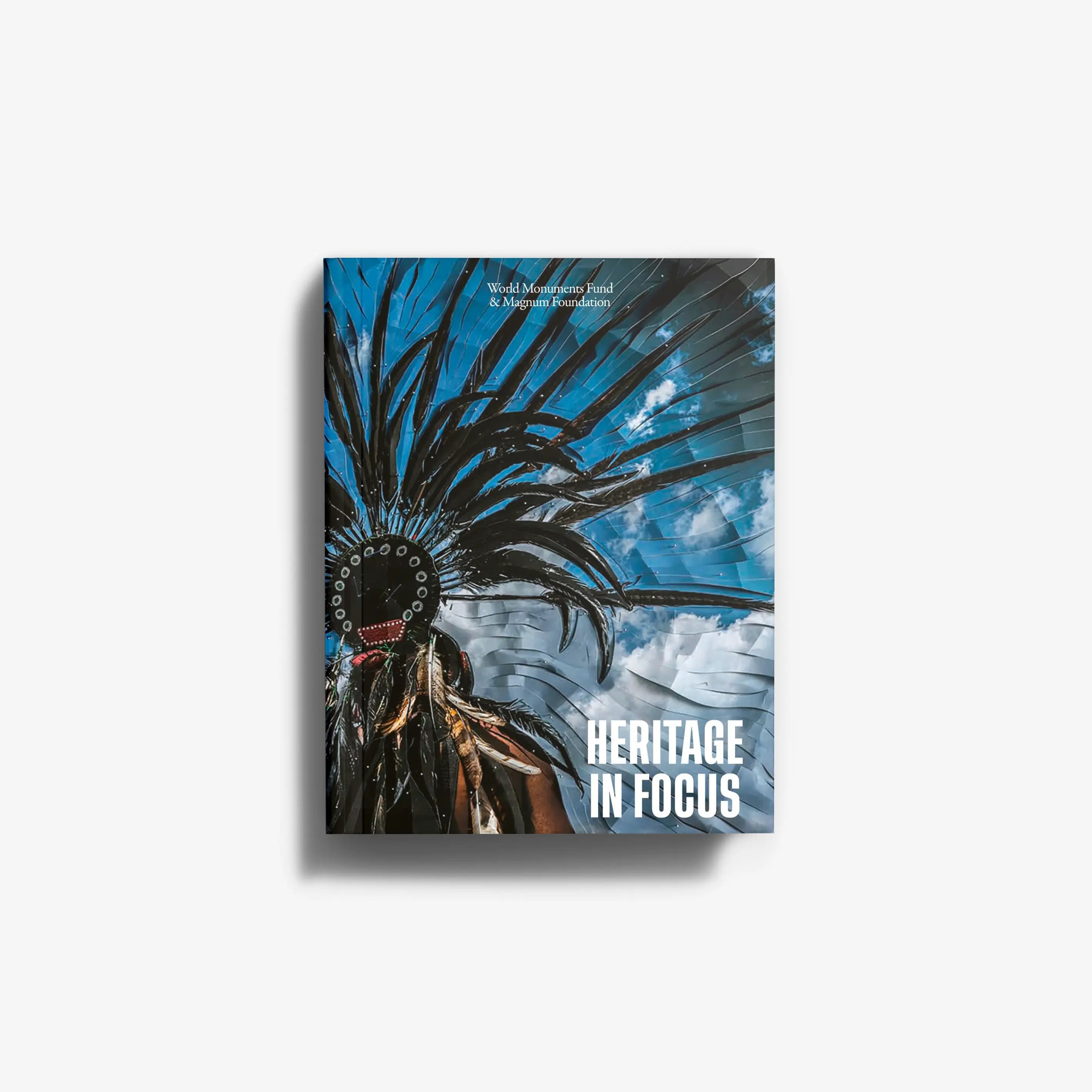 Square wall art print with blue tribal-style figure and bold white text