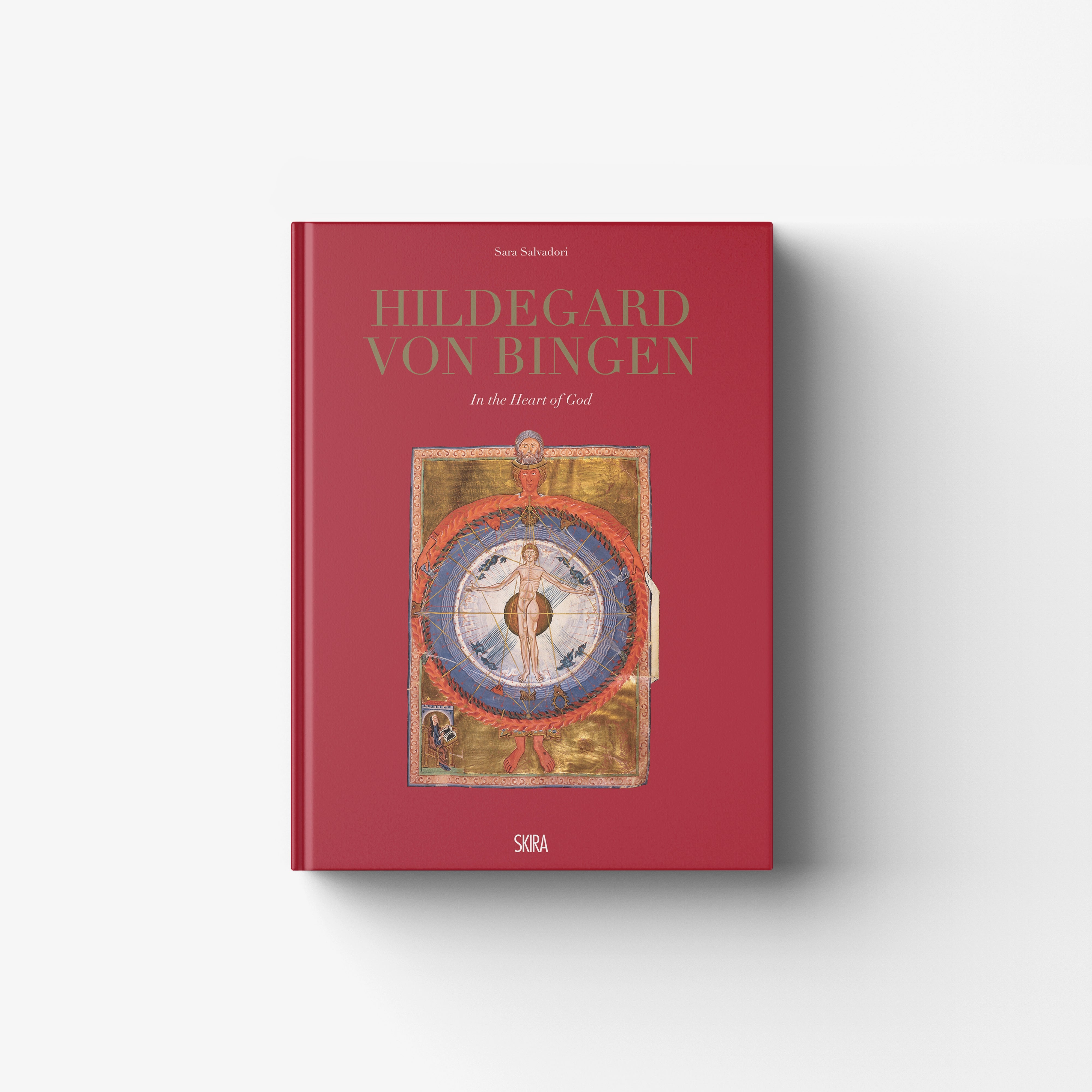 Illuminated manuscript facsimile in deep red with Skira Arte, Hildegard von Bingen, ten-scene sequence cover