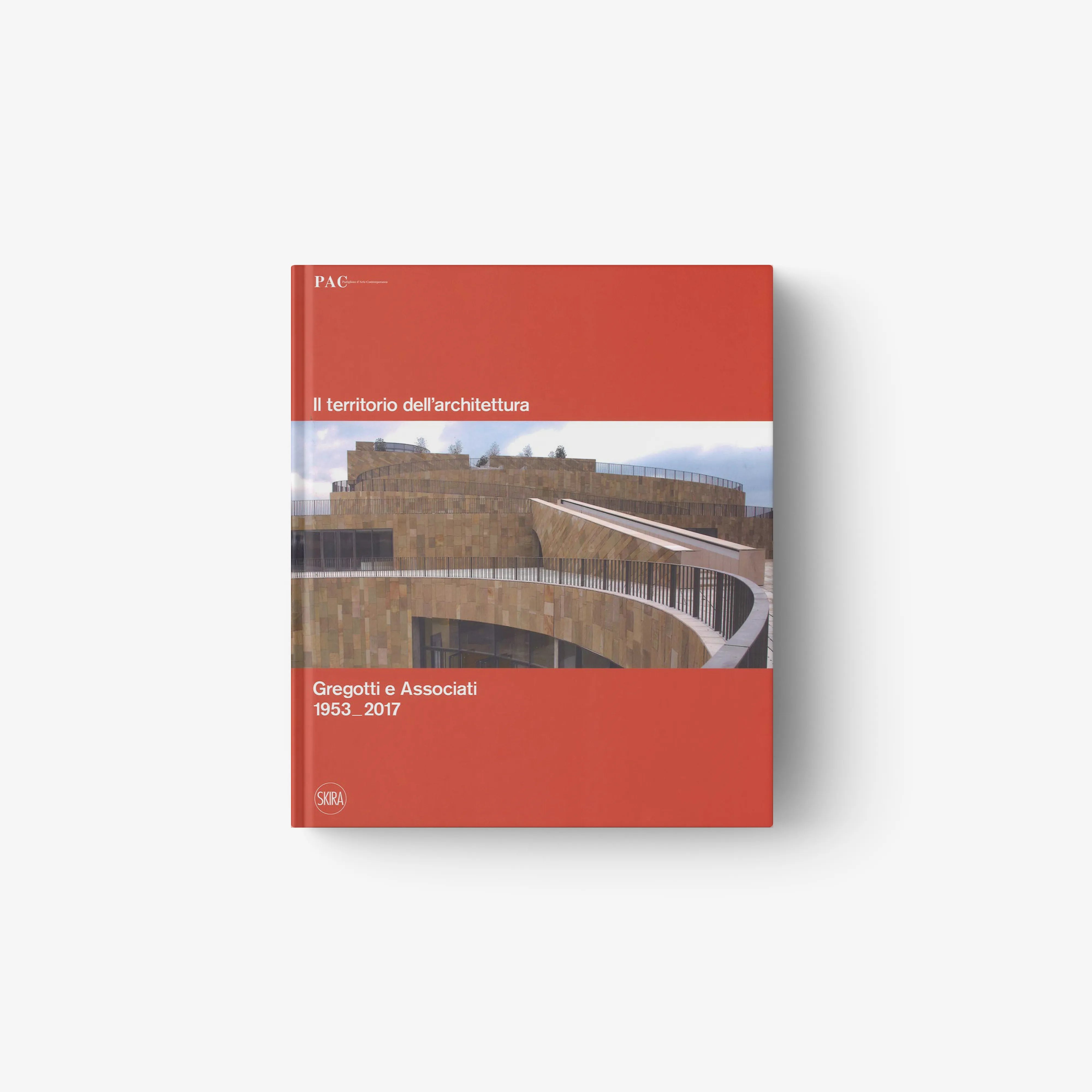 Architecture book by Skira Arte with red cover and landscape building photo, Il territorio dell'architettura, paesaggi