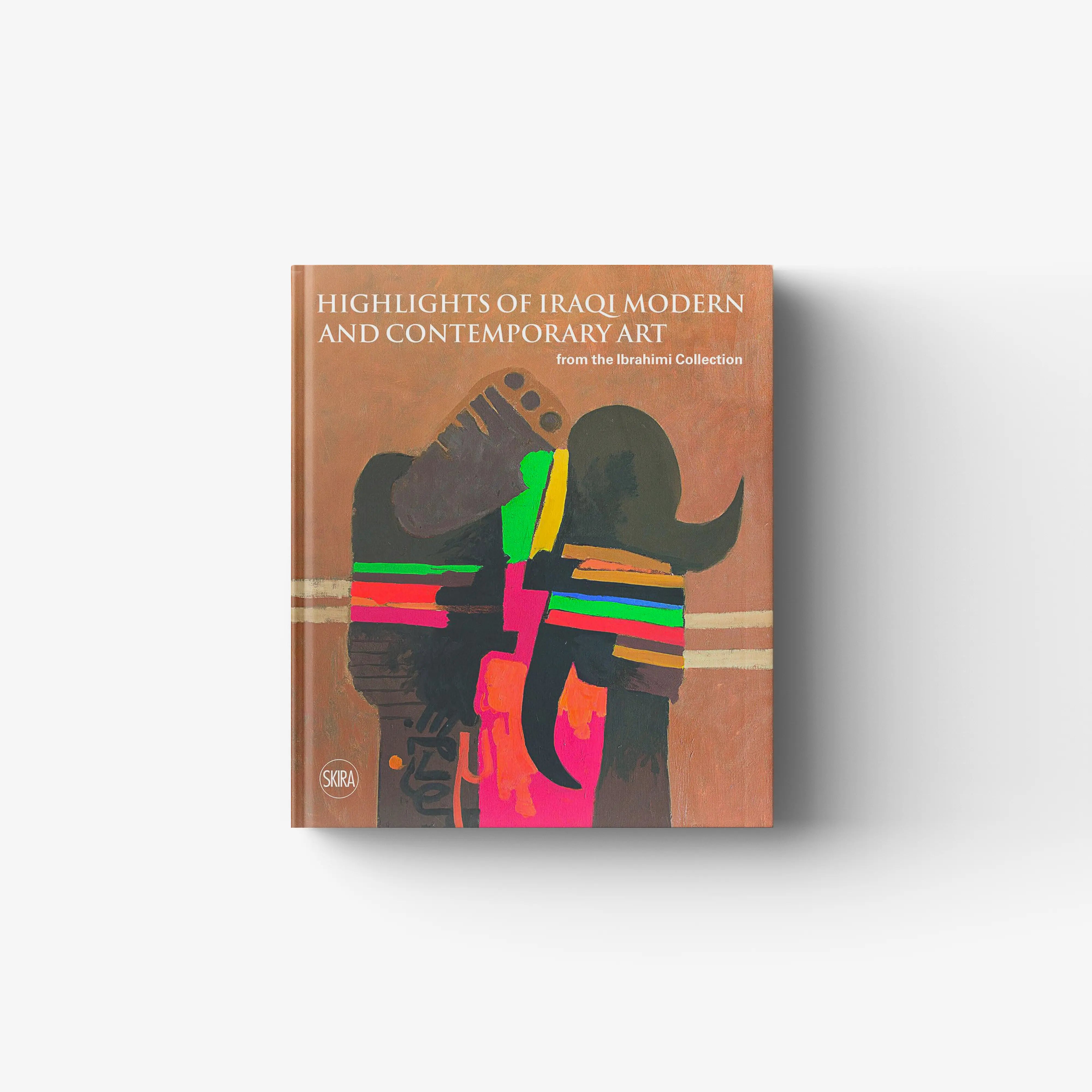 Art exhibition catalogue book in terracotta with Skira Arte, from the Ibrahimi Collection, featuring colourful abstract figures