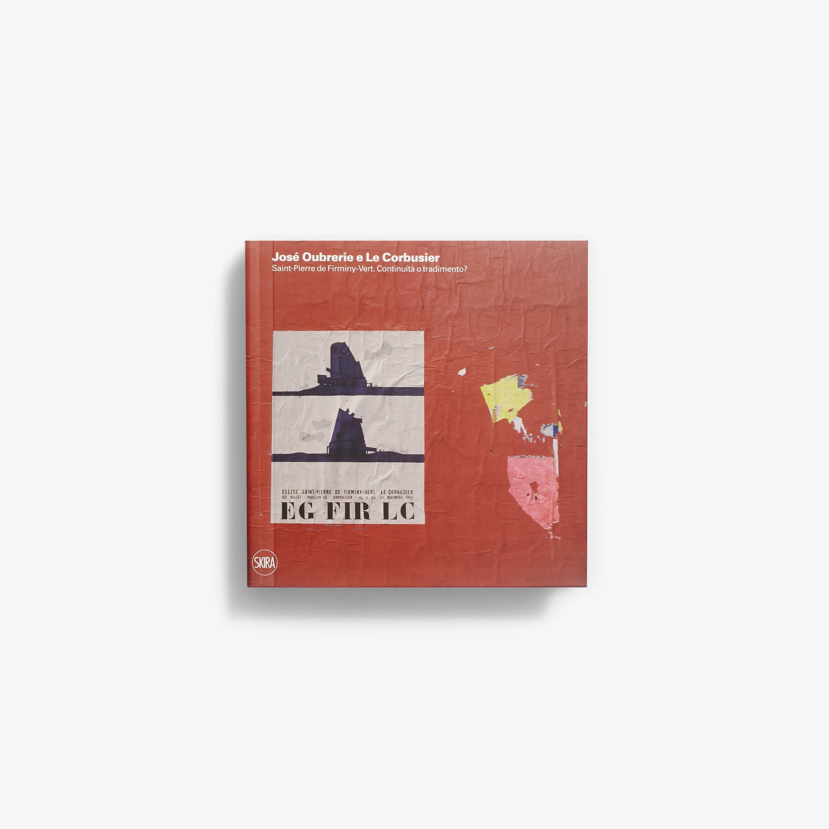Red hardback book with collage artwork and typographic details on cover