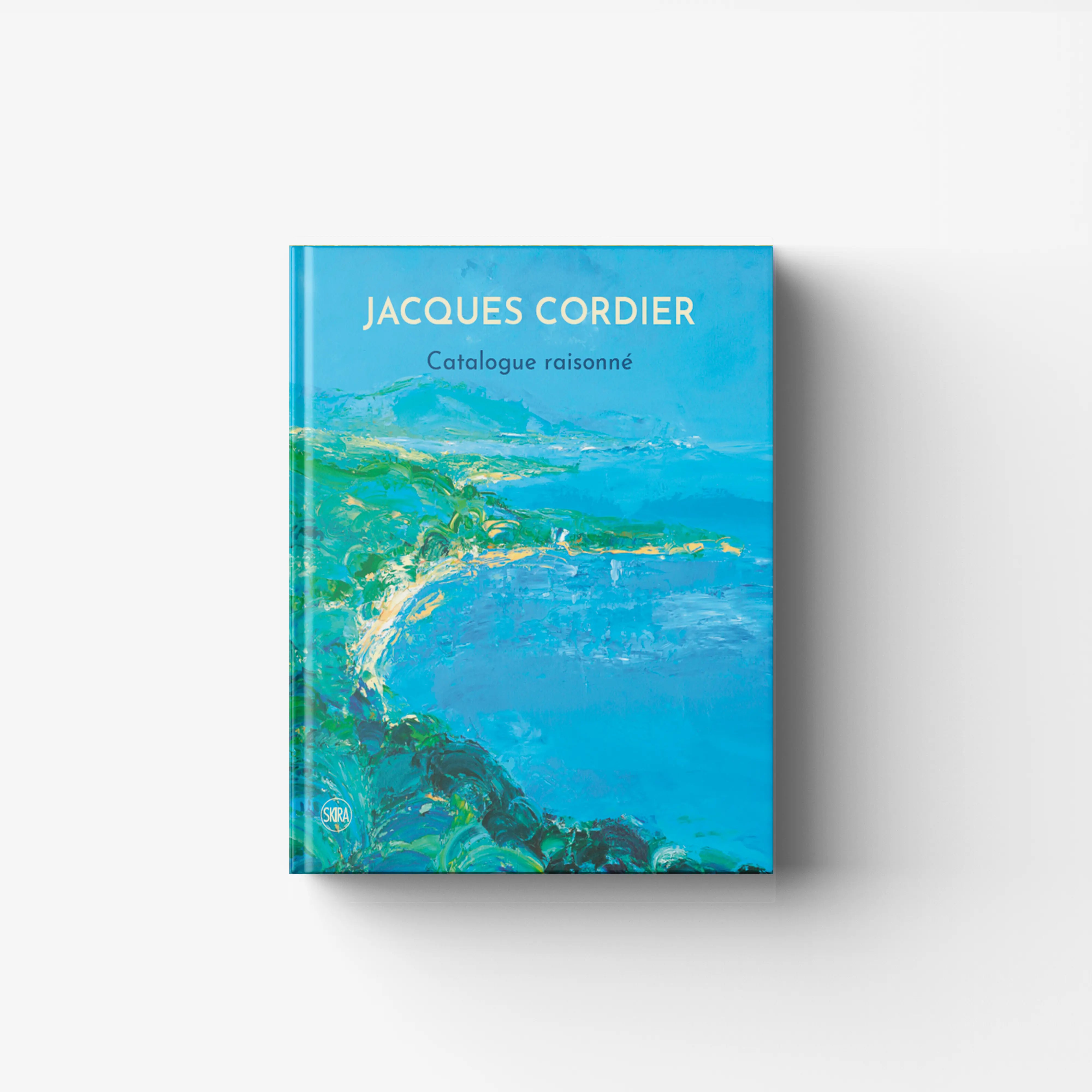 Catalogue raisonné art book in turquoise blue with Jacques Cordier painter monograph cover by Skira Arte