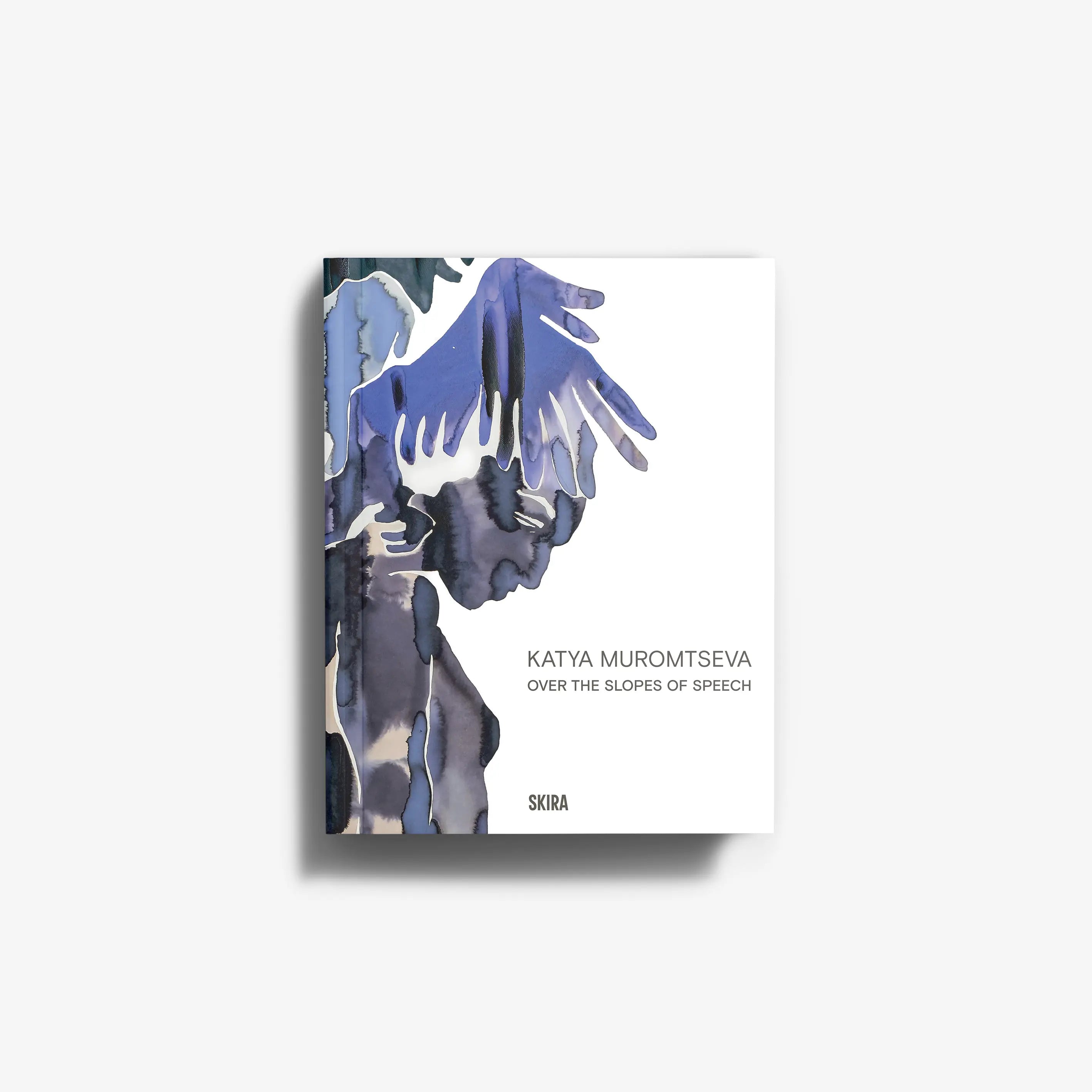 Contemporary art exhibition catalogue by Skira Arte, Katya Muromtseva, with blue and purple watercolor compositions