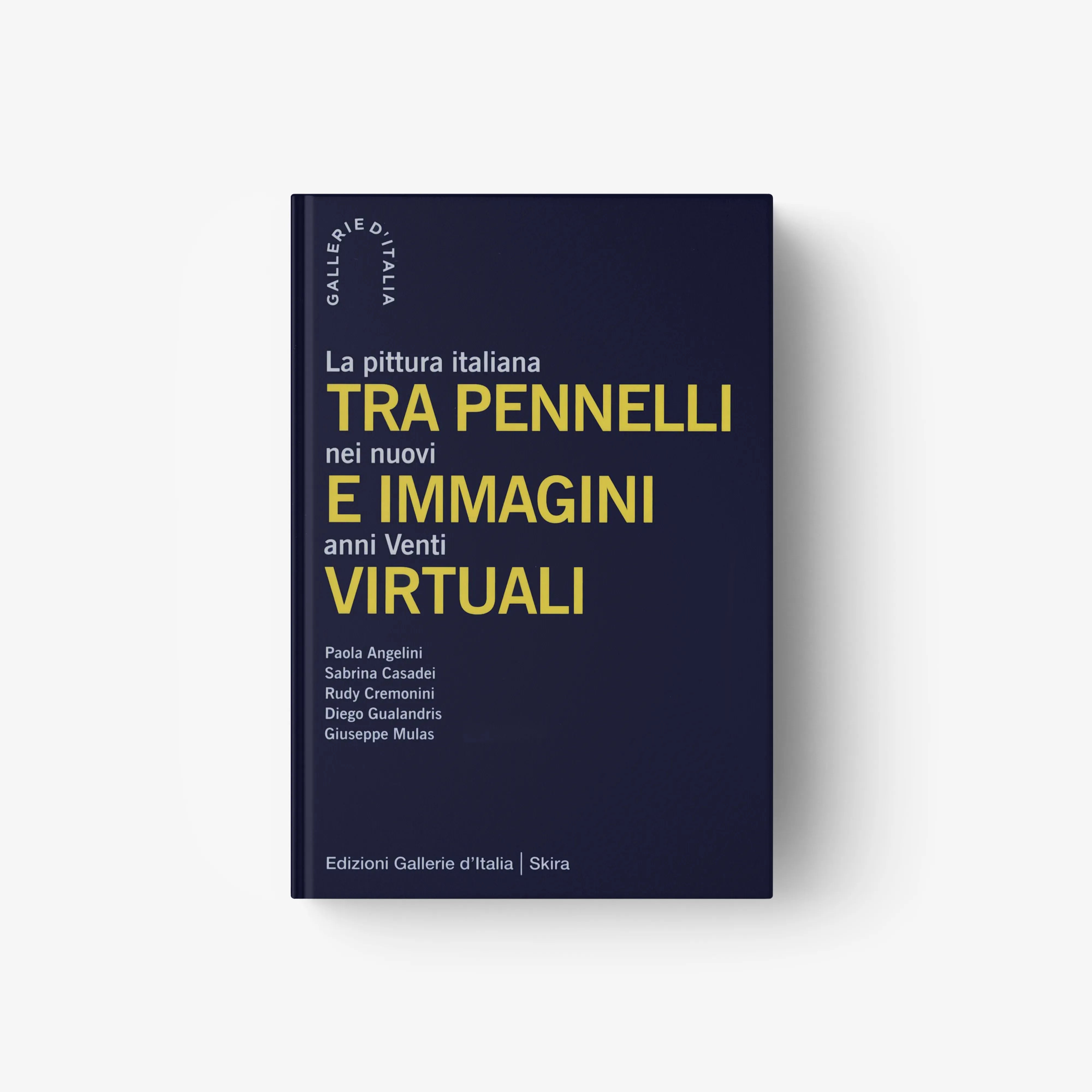 Art catalogue book in dark navy with yellow text, Skira Arte, volume illustrated for exhibition and research of 1920s Italy