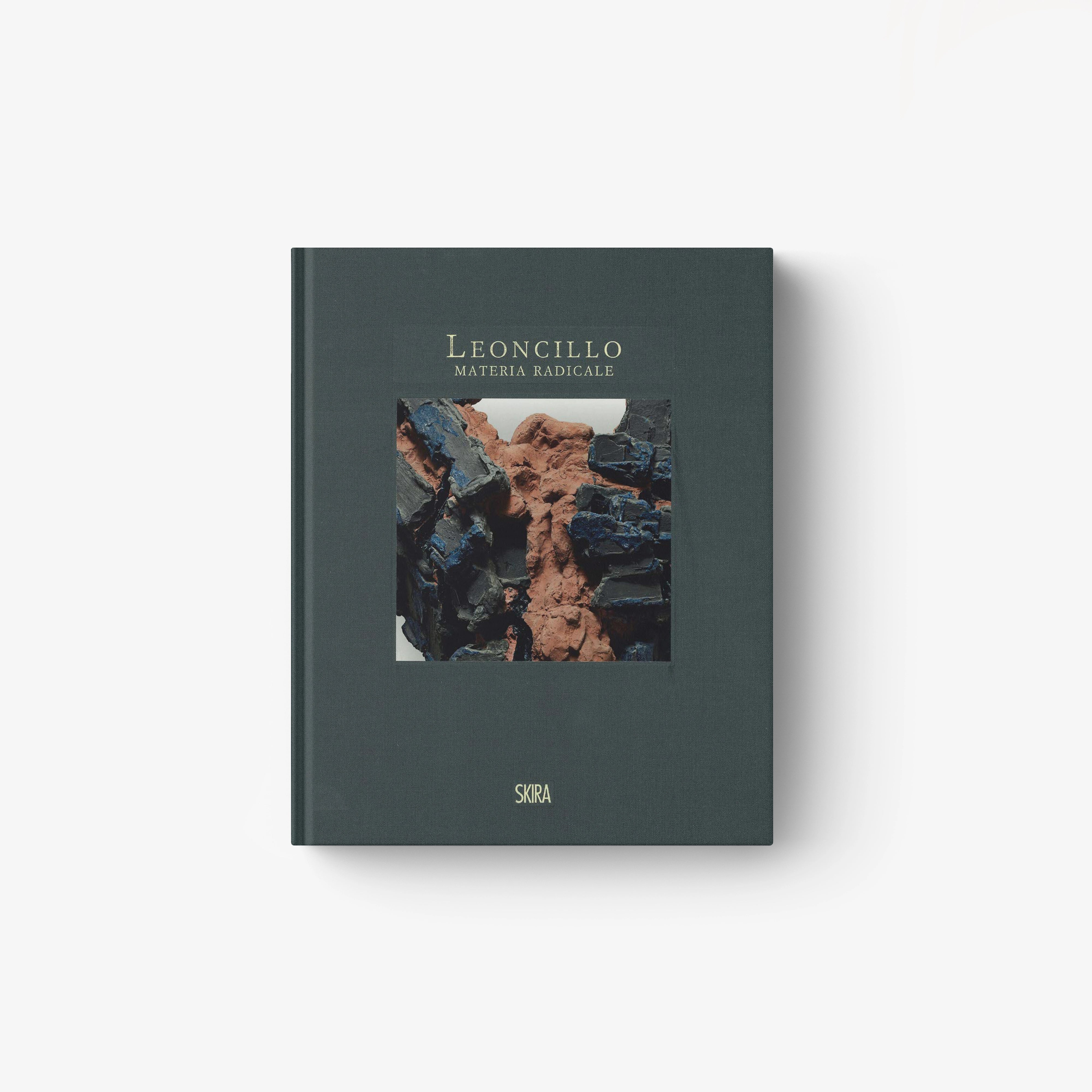 Leoncillo hardcover art book, dark green cover with abstract blue and bronze artwork