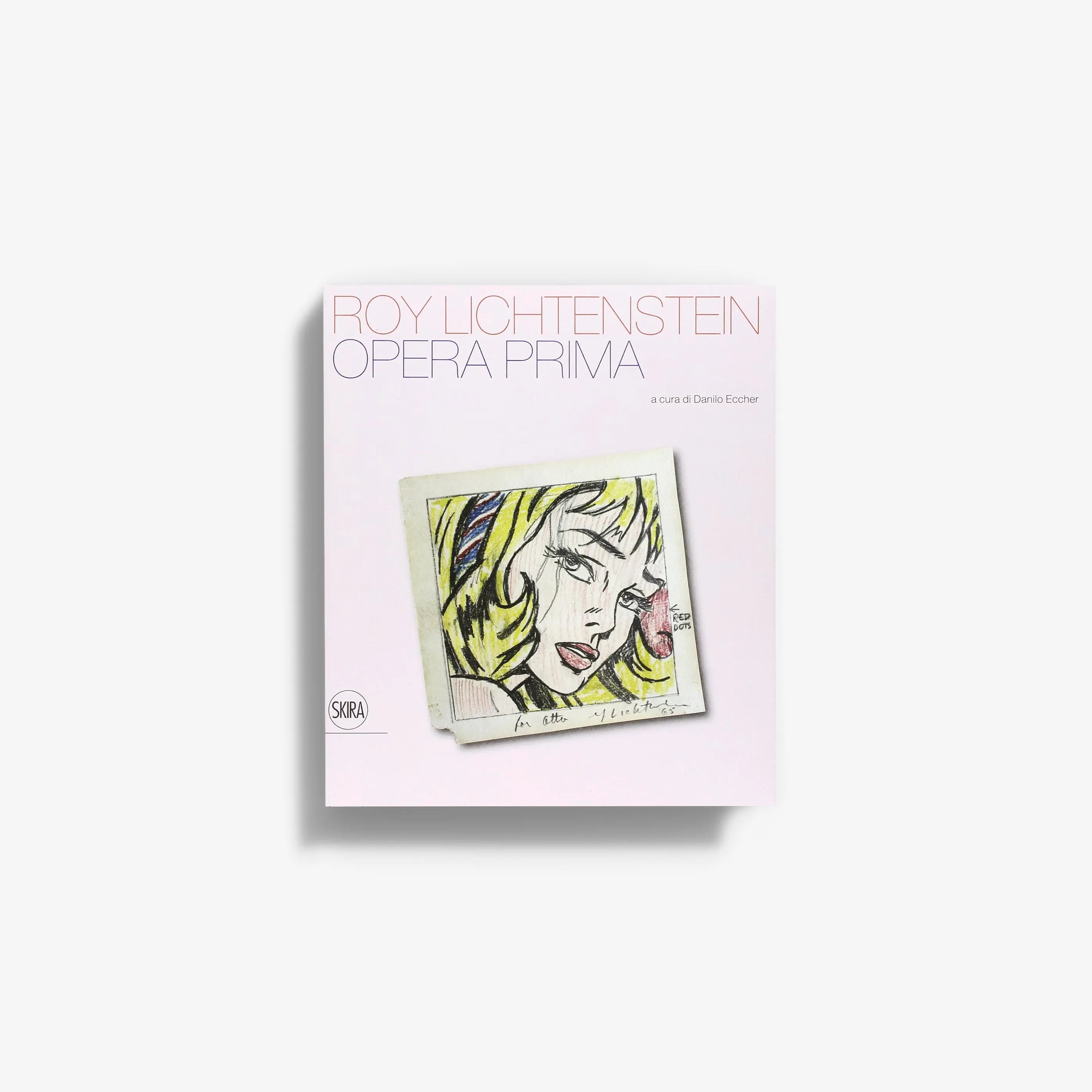 Art book cover with Roy Lichtenstein Opera Prima title and small framed artwork