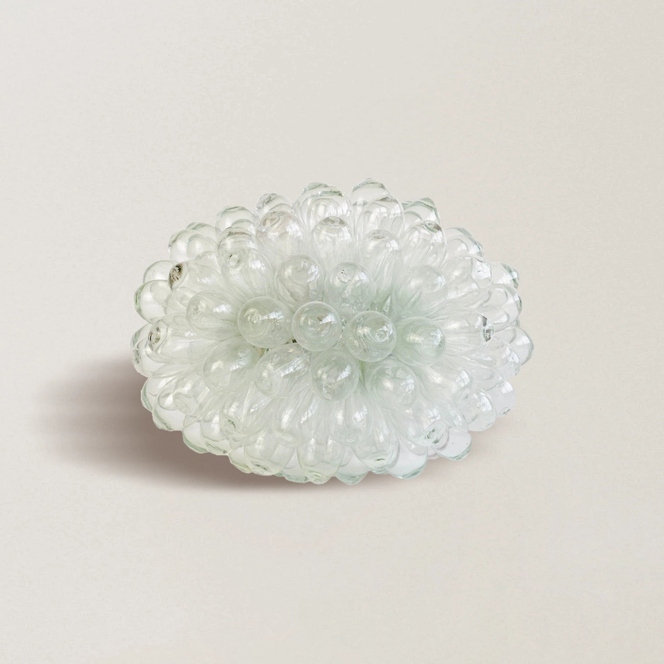 Blown honeycomb glass lamp shade, clear bubble-glass dome top