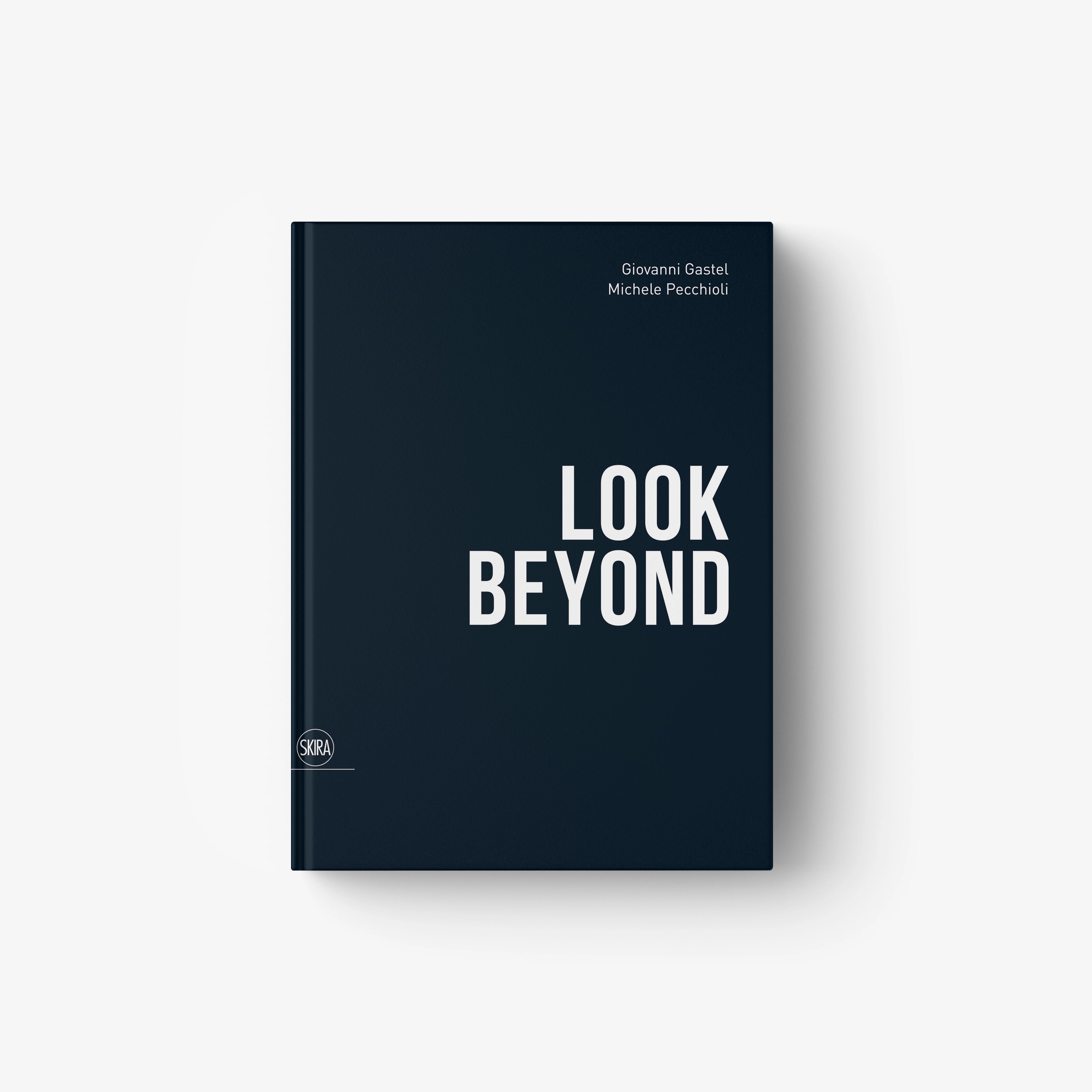 Dark blue book titled “Look Beyond” with white title text on cover