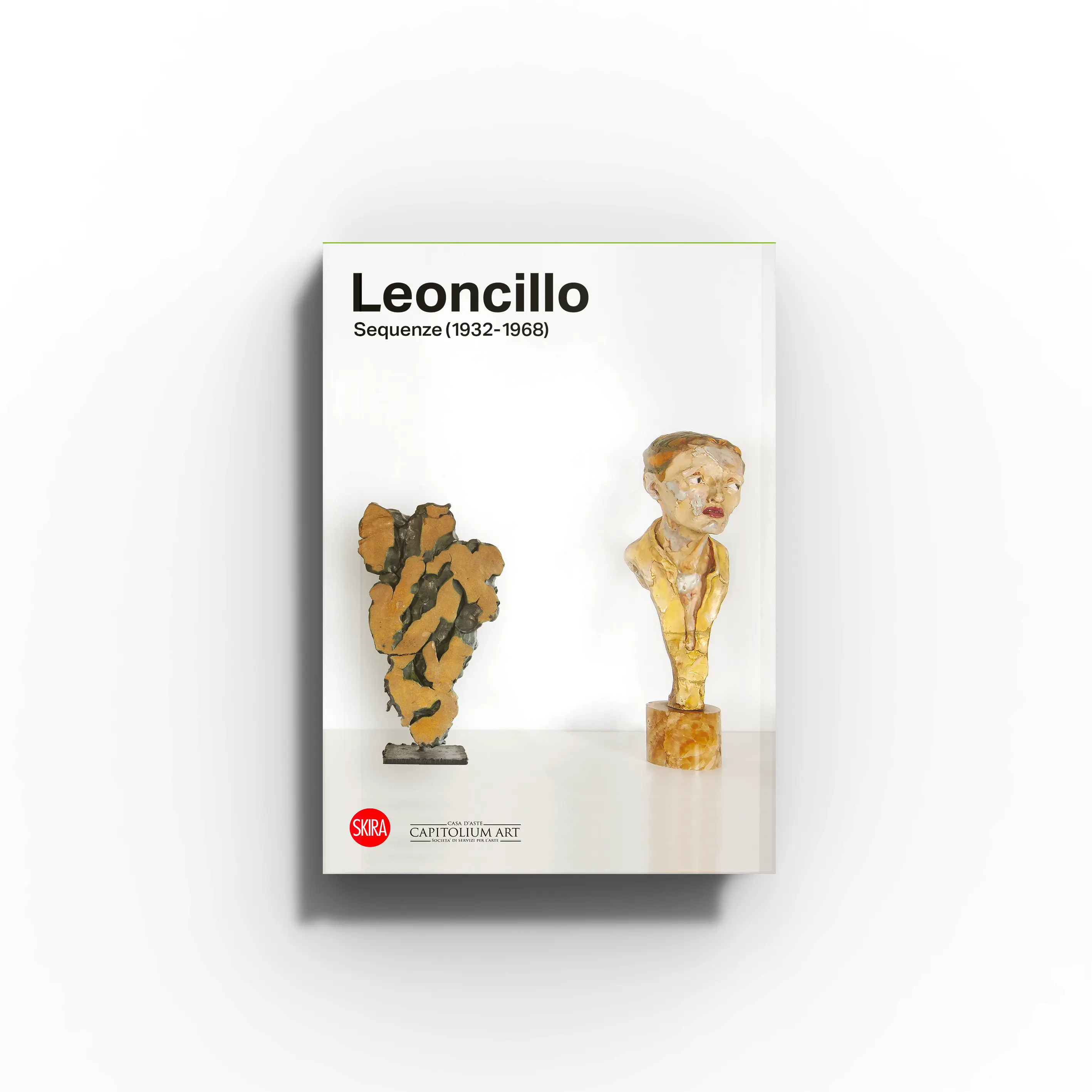 Contemporary art monograph Leoncillo by Skira Arte, white cover with sculptural figures and text, sequenze 1932 to 1968