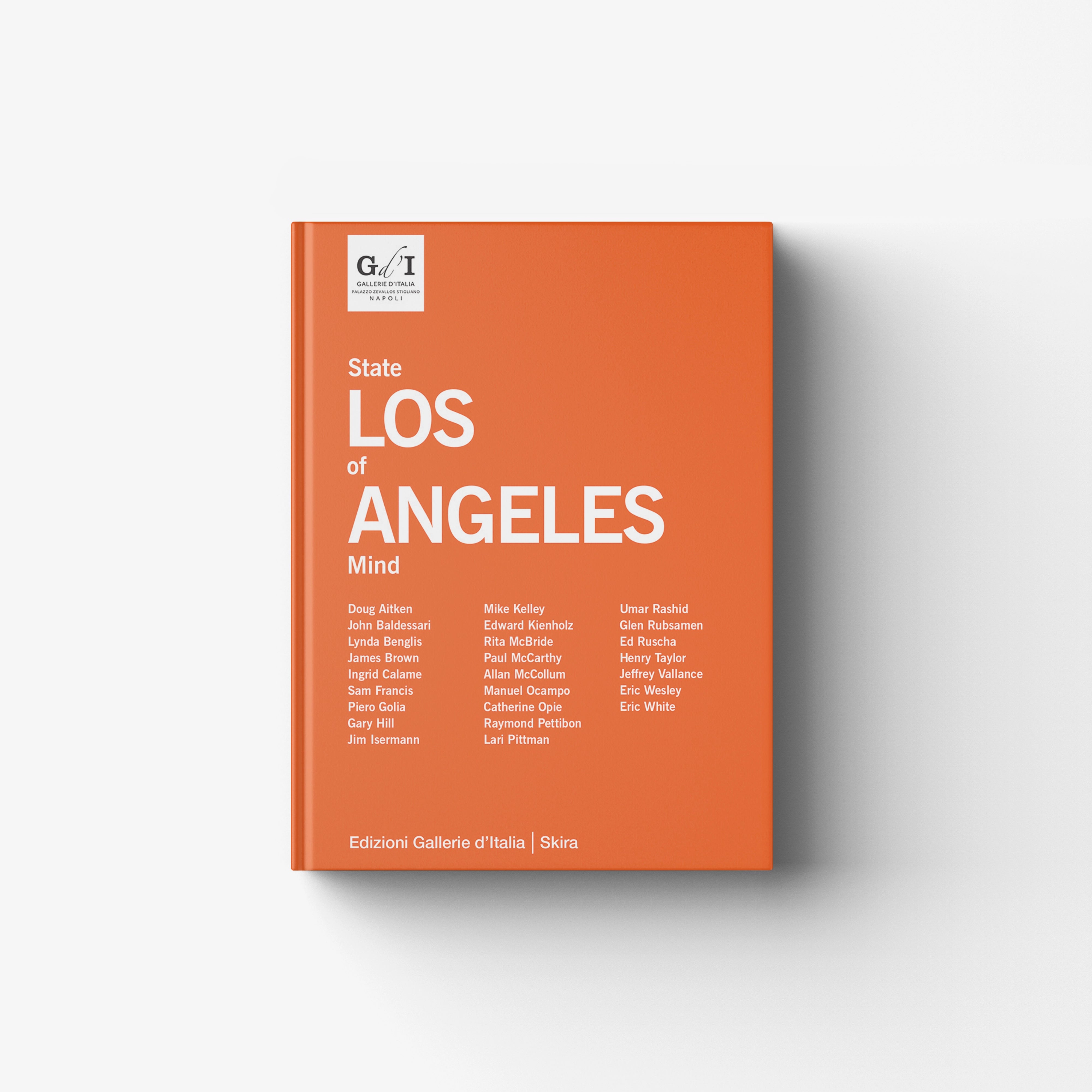 Contemporary art book in burnt orange with Skira Arte branding, Los Angeles state of mind, arte concettuale e Body Art