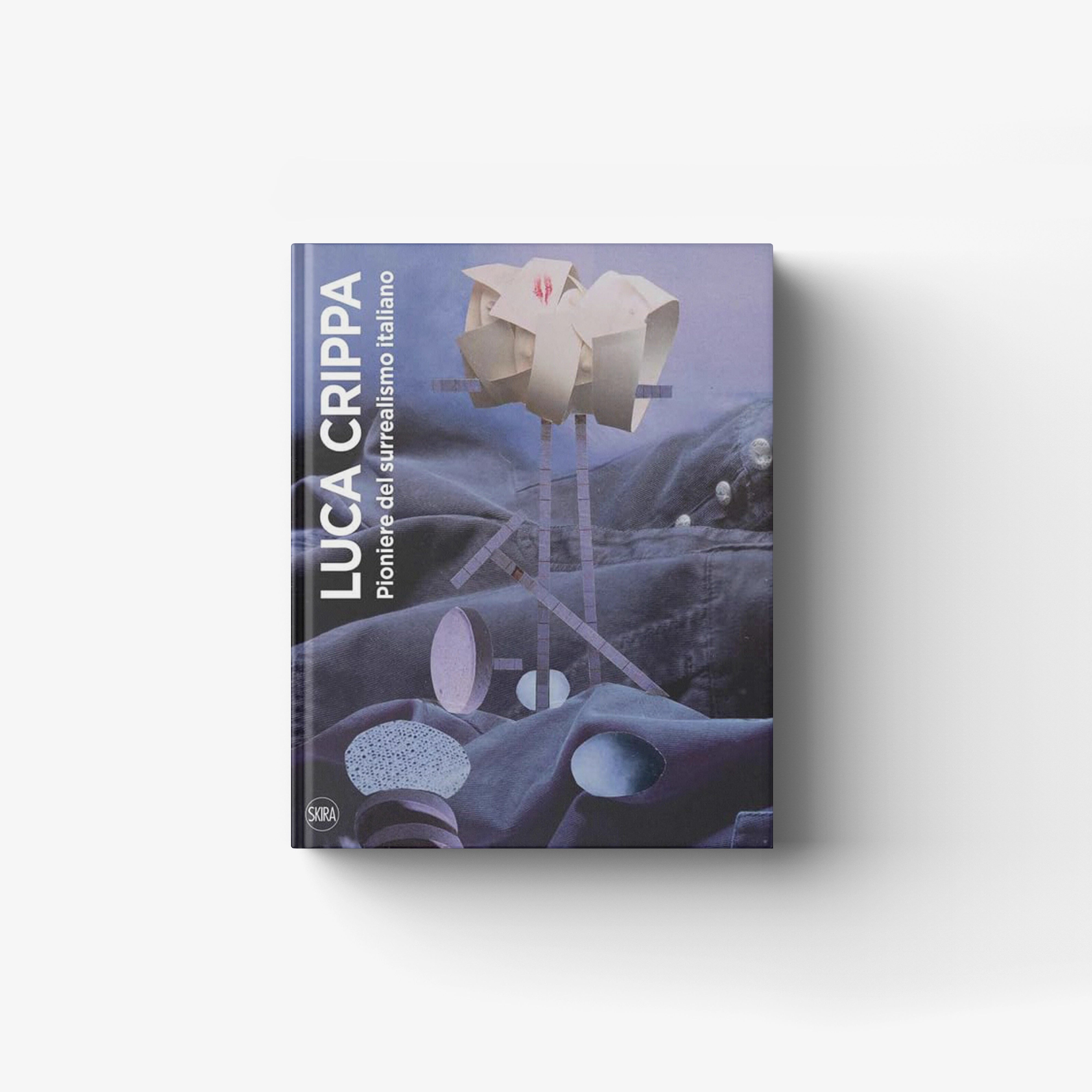 Contemporary art monograph by Skira Arte, Luca Crippa, in blue cover with Italian surrealism painter and scenographer theme