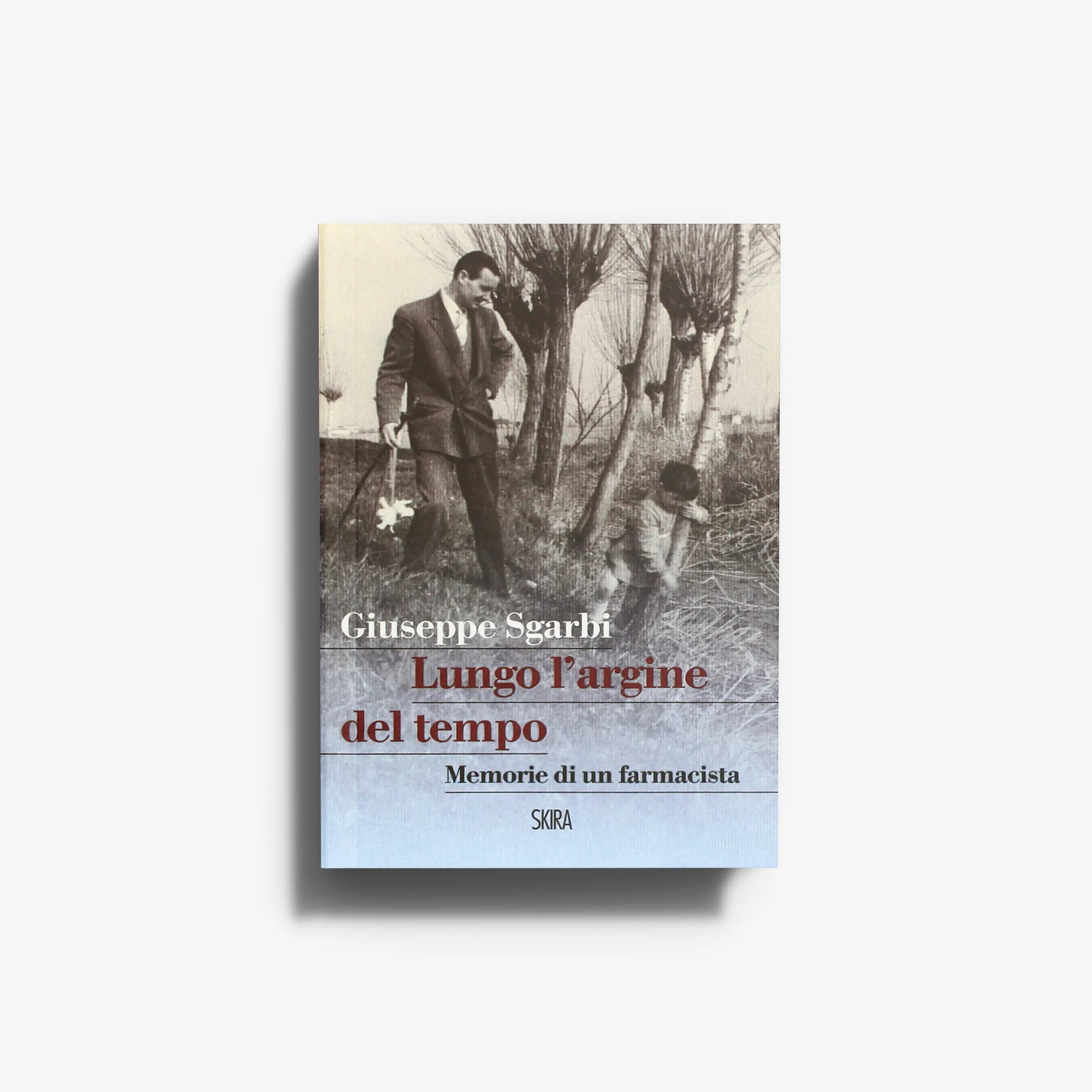 Historical narrative book in sepia tones with Skira Arte branding, featuring Giuseppe Sgarbi as the narrator
