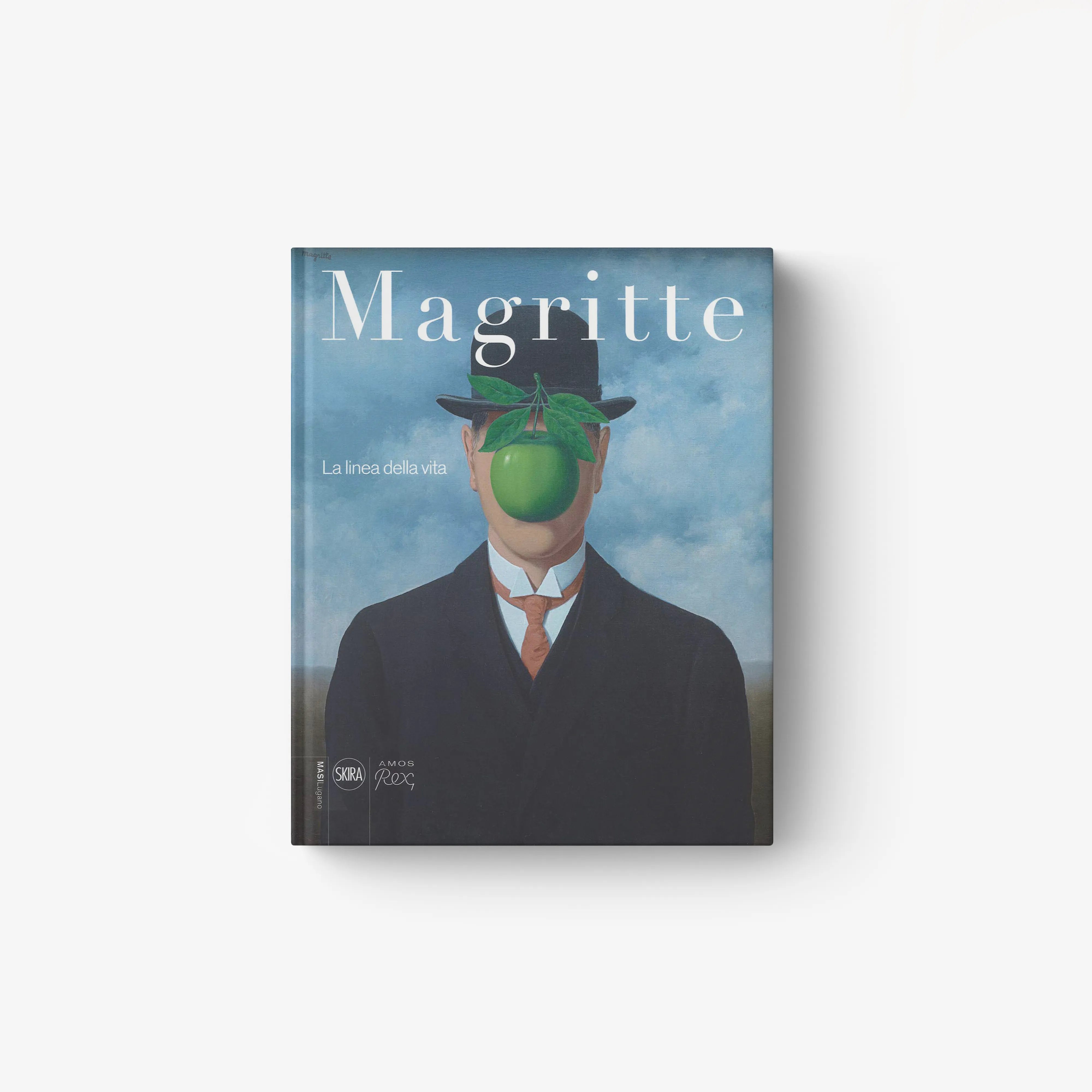 Modern art painting book in blue with green apple motif, Skira Arte, illustrated catalogue