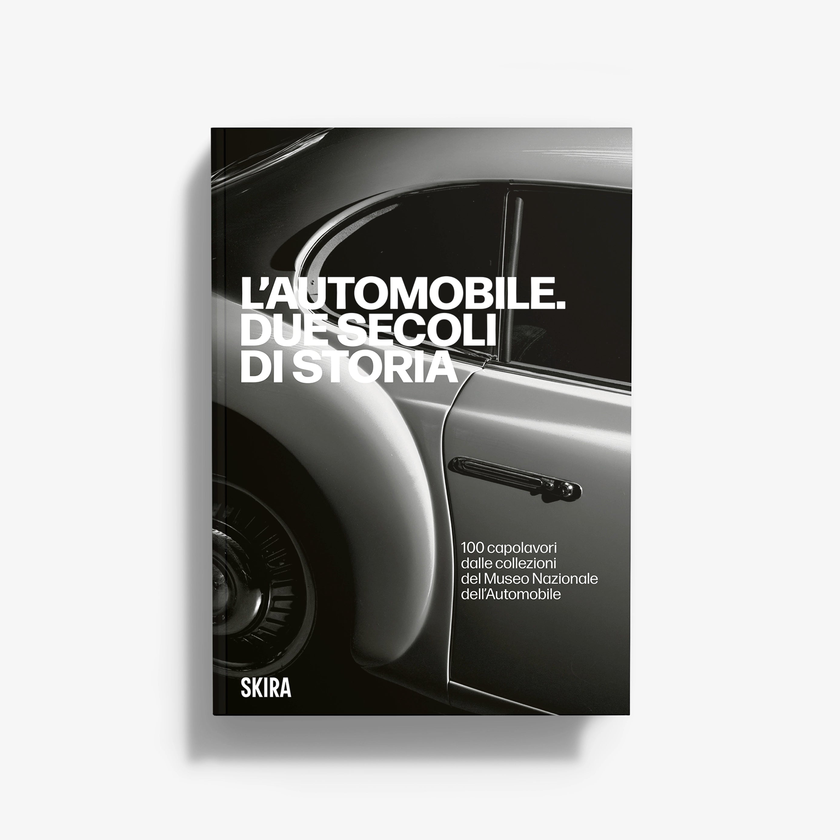 Automobile history hardcover book with black and white vintage car cover art