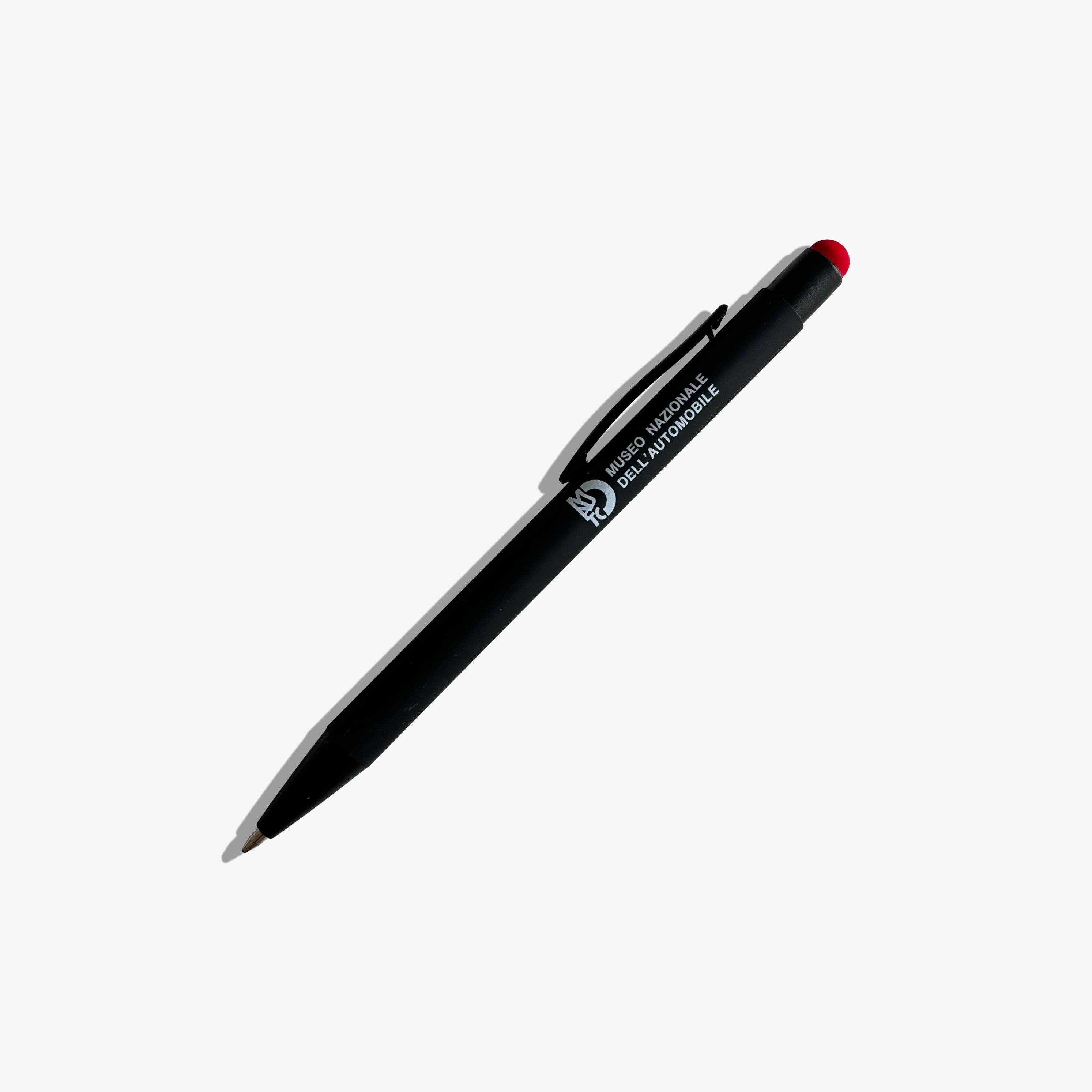 MAUTO official museum pen, black body with red tip and printed logo