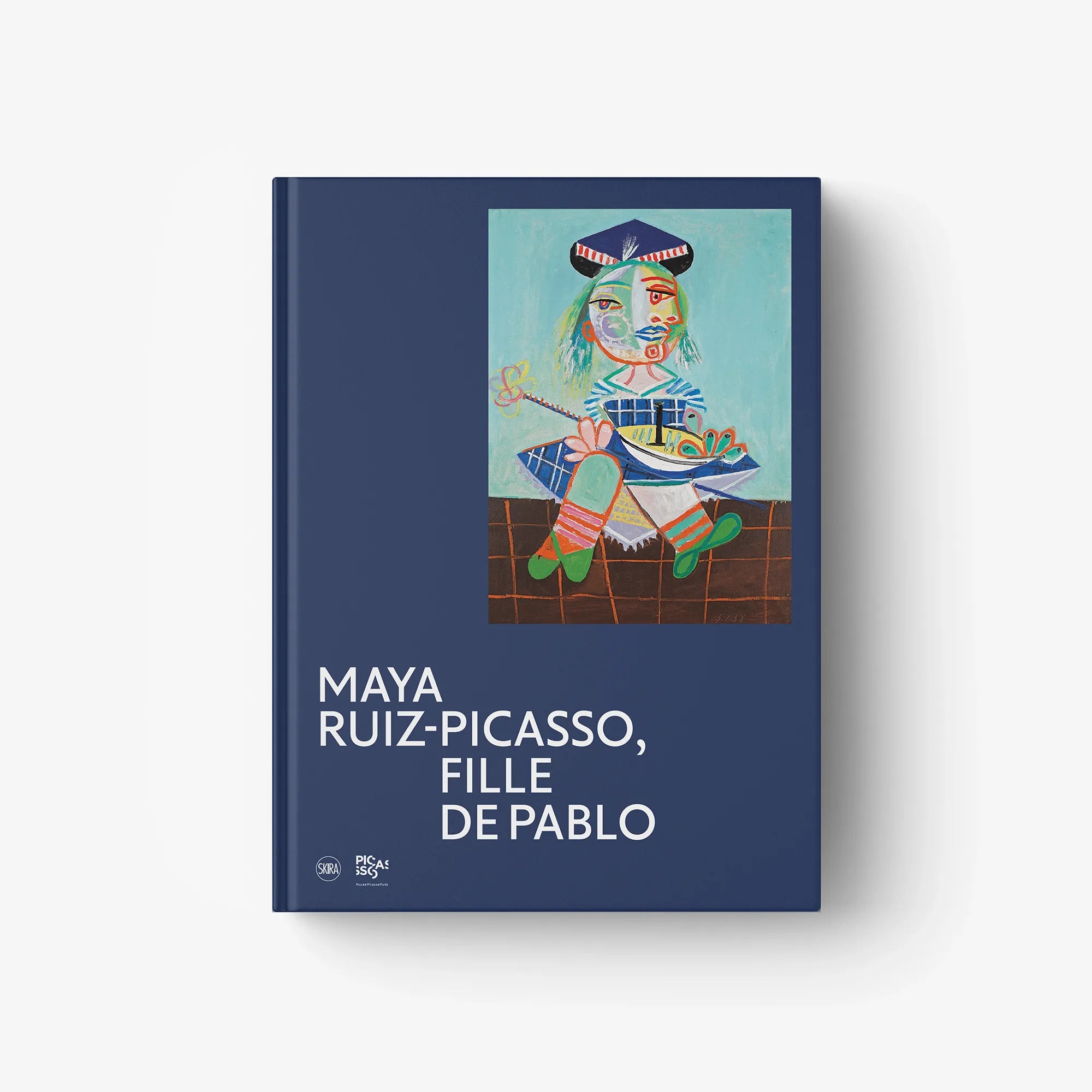Blue art book with illustrated portrait cover