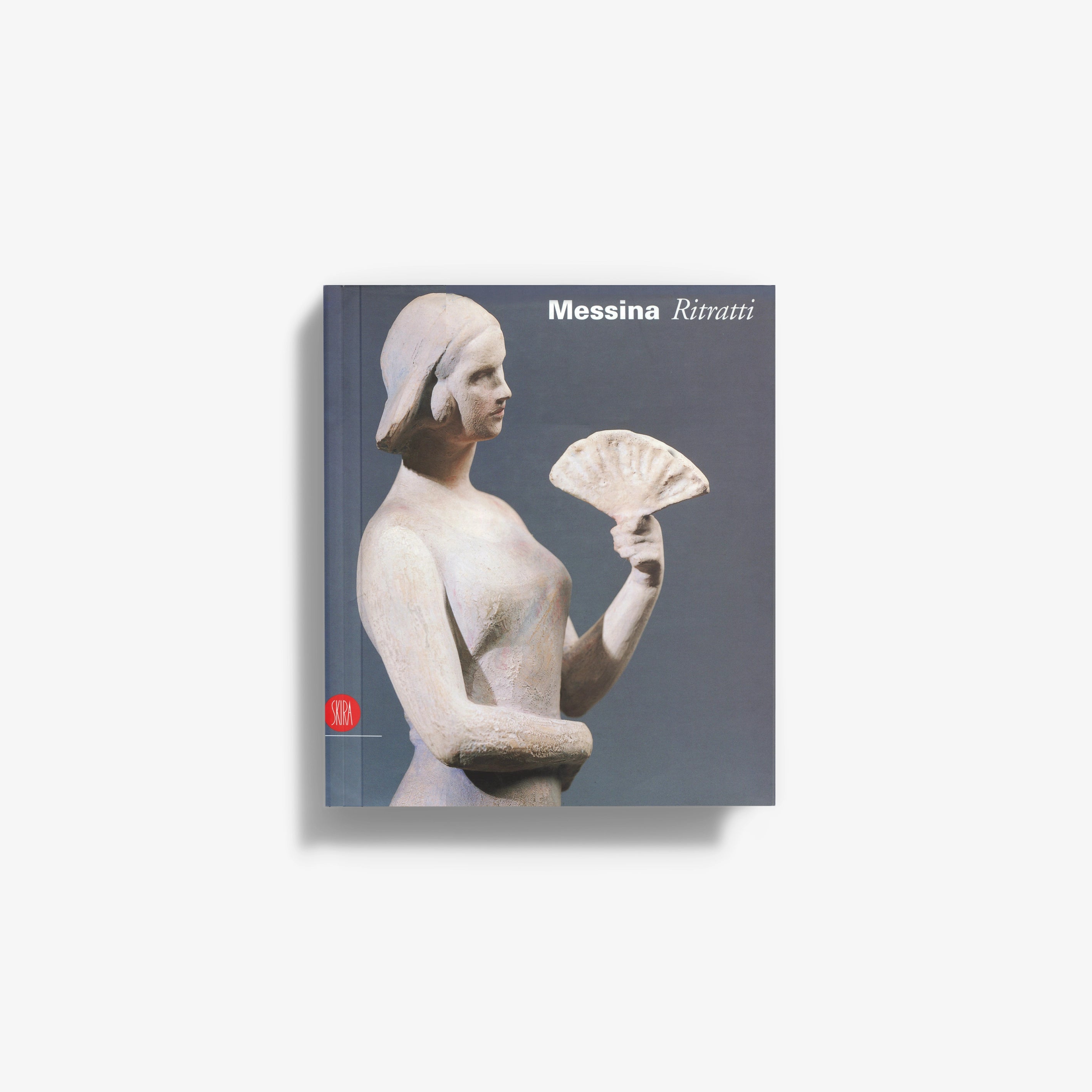 Art book cover with classic white sculpture bust portrait on dark background