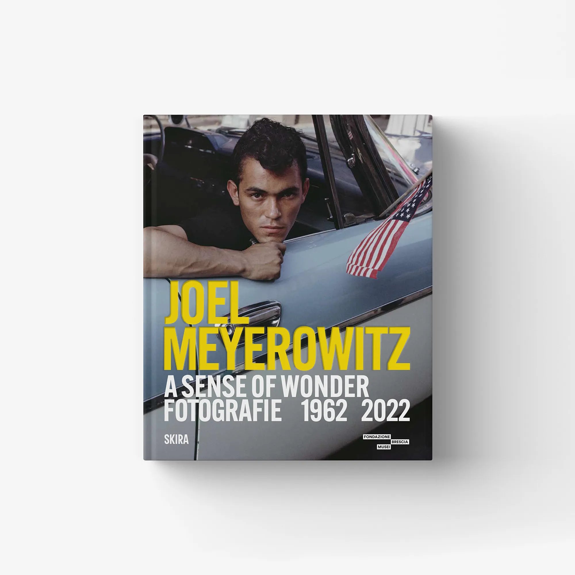 Photo book cover with Joel Meyerowitz name, title text, and car portrait.
