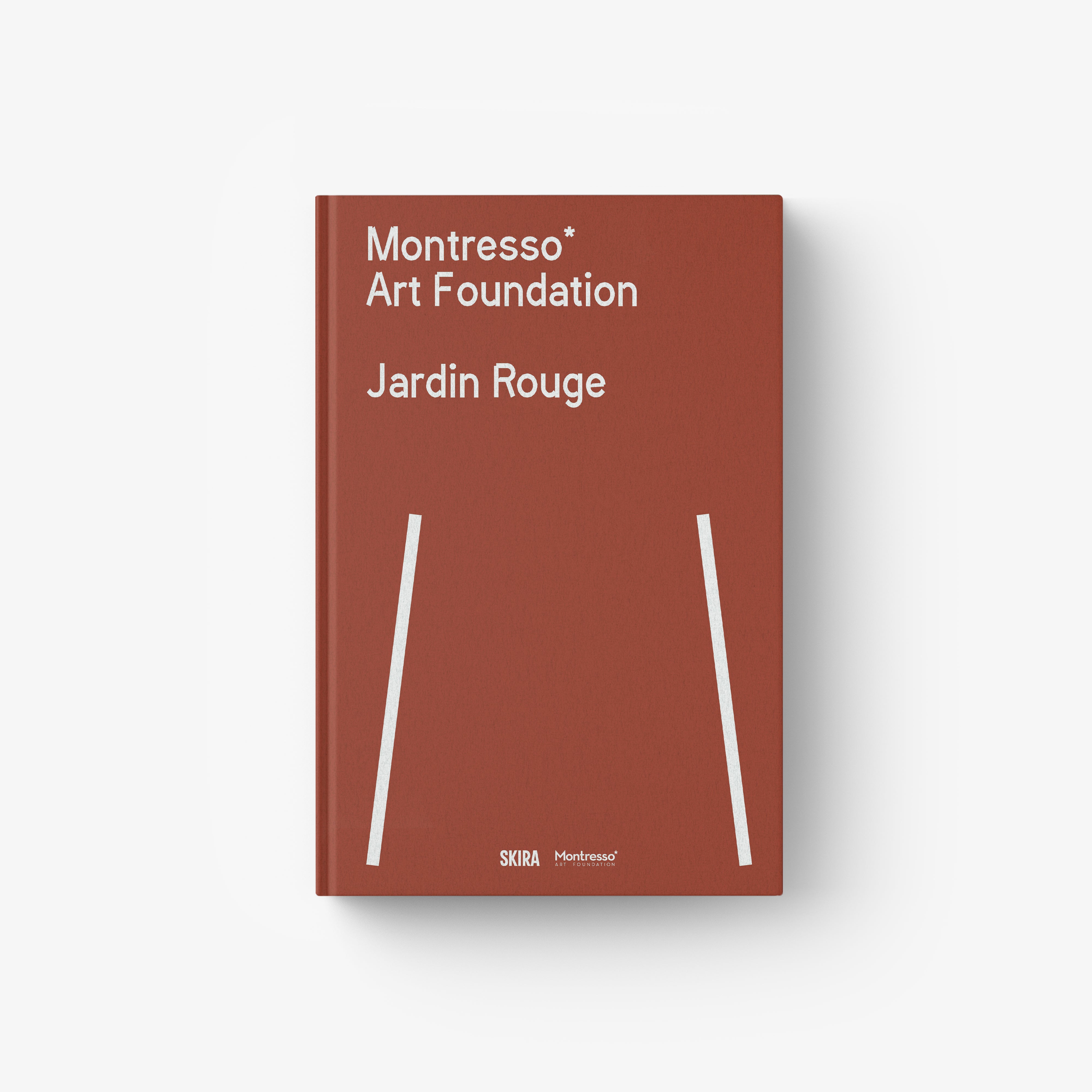 Montresso Art Foundation book, Jardin Rouge red cover with white text and two lines