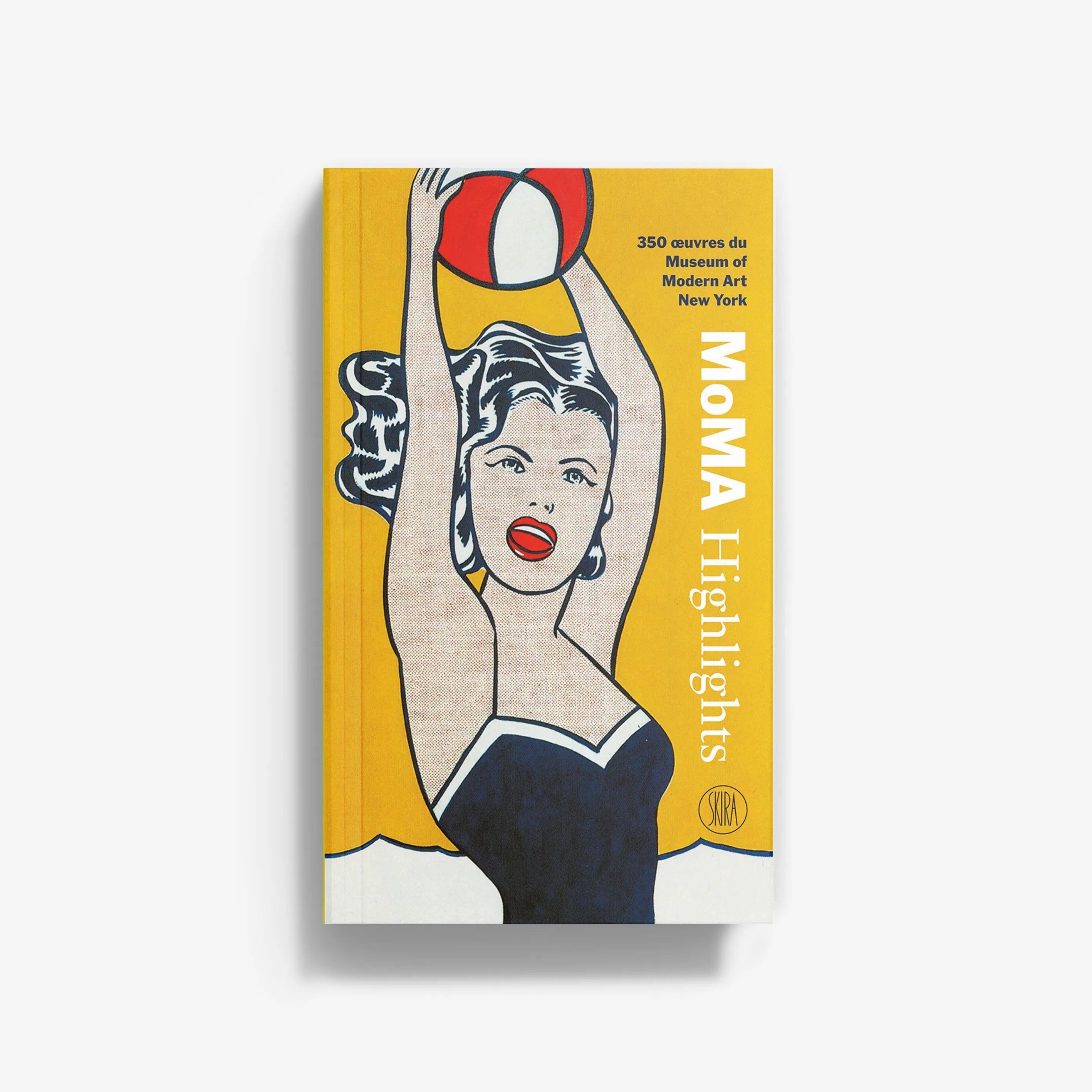 Hardcover art book with illustrated woman portrait on yellow cover, vertical title text