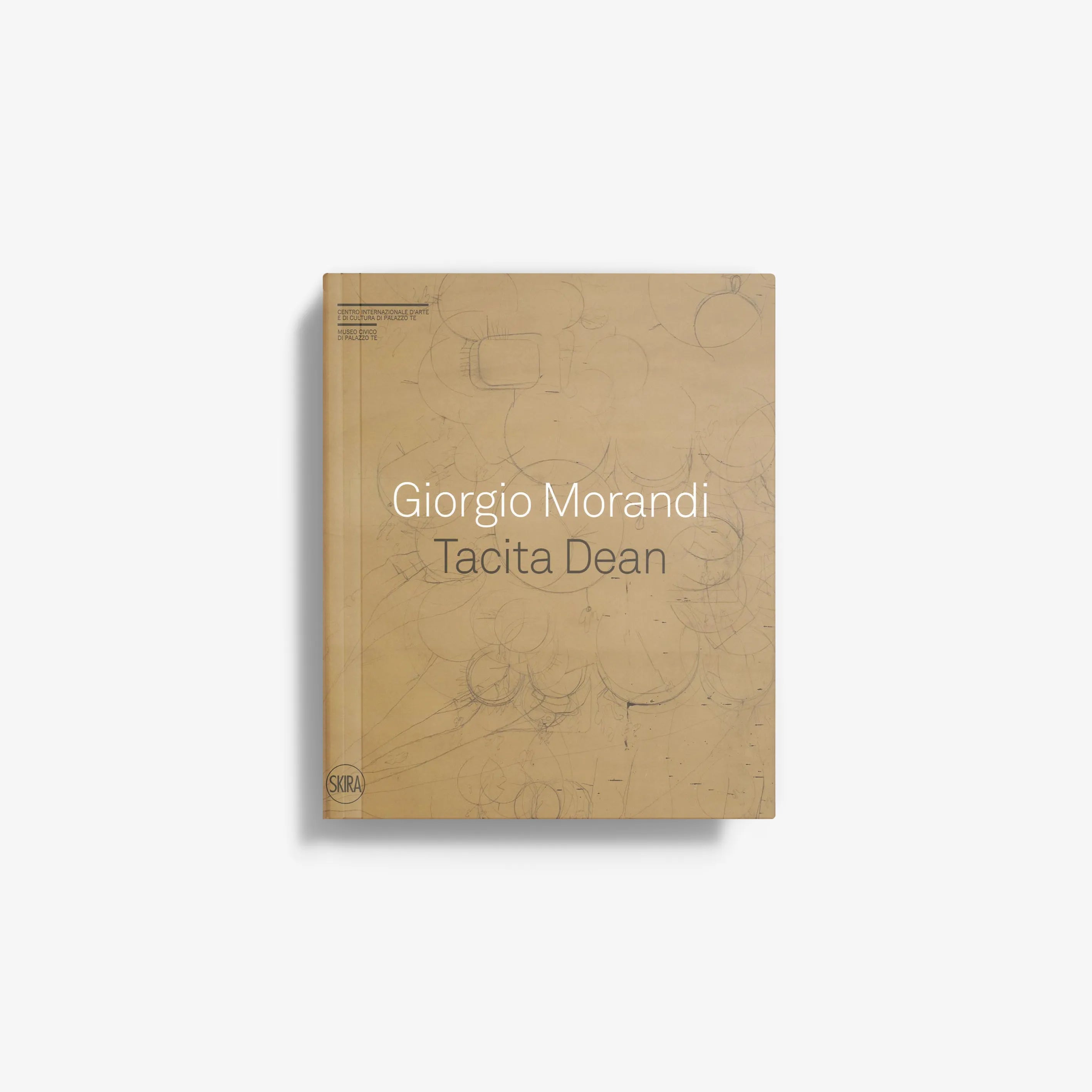 Contemporary art book in beige with line drawings, Skira Arte, Giorgio Morandi and Tacita Dean, studio bolognese di via Fondazza