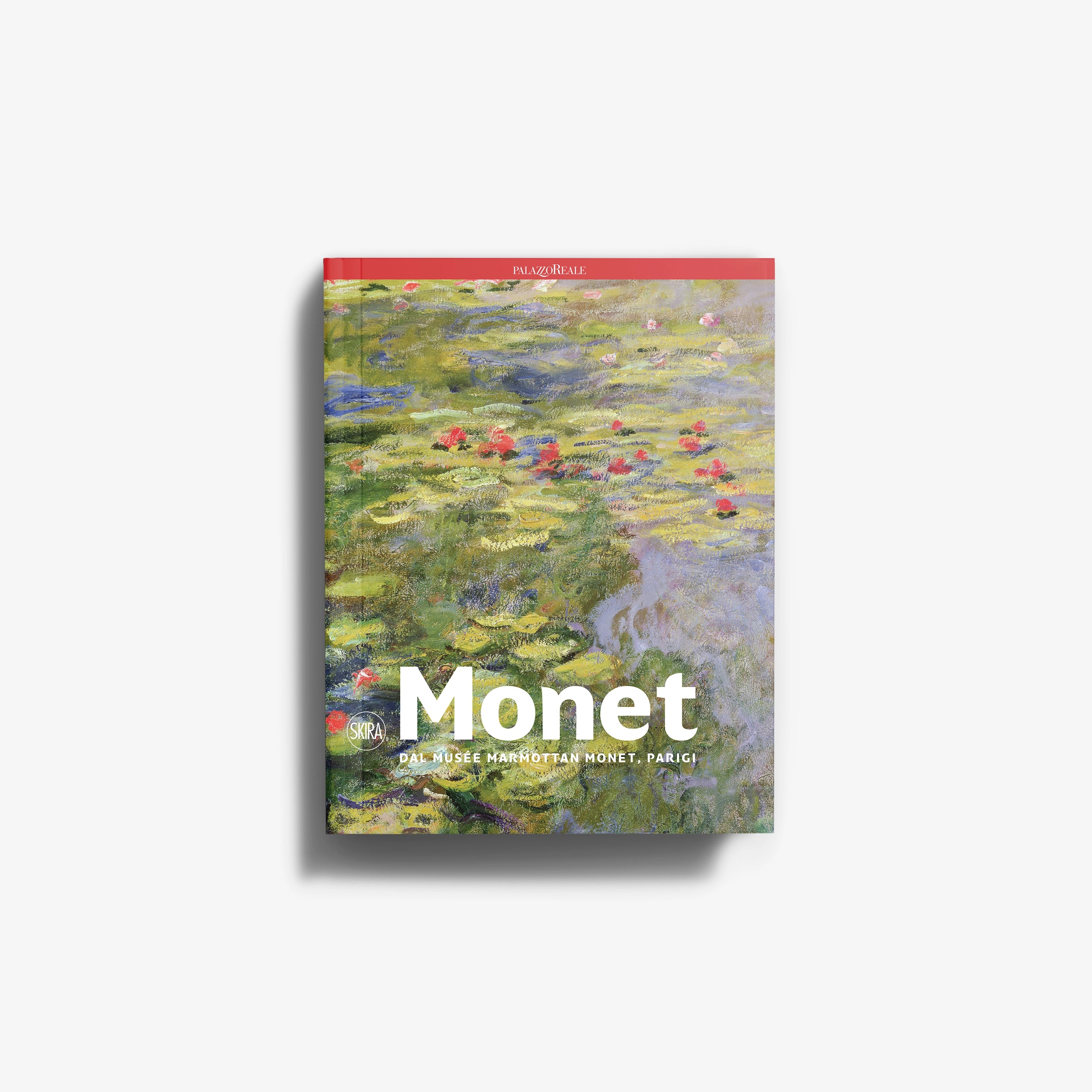 Art book Monet by Skira Arte with red top band, featuring light and reflections in Monet's works