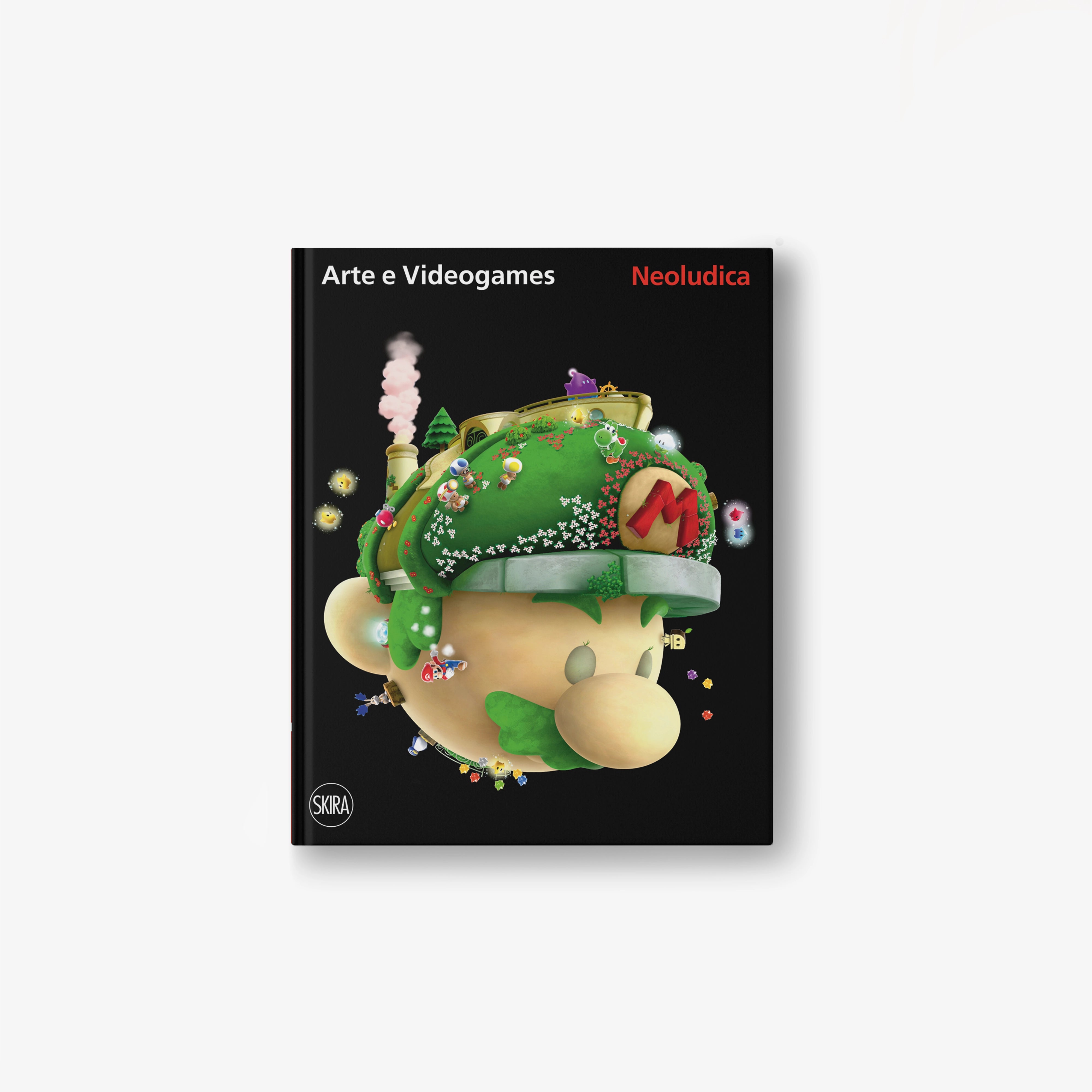 Art and Videogames book cover, black background with colorful character and controller art