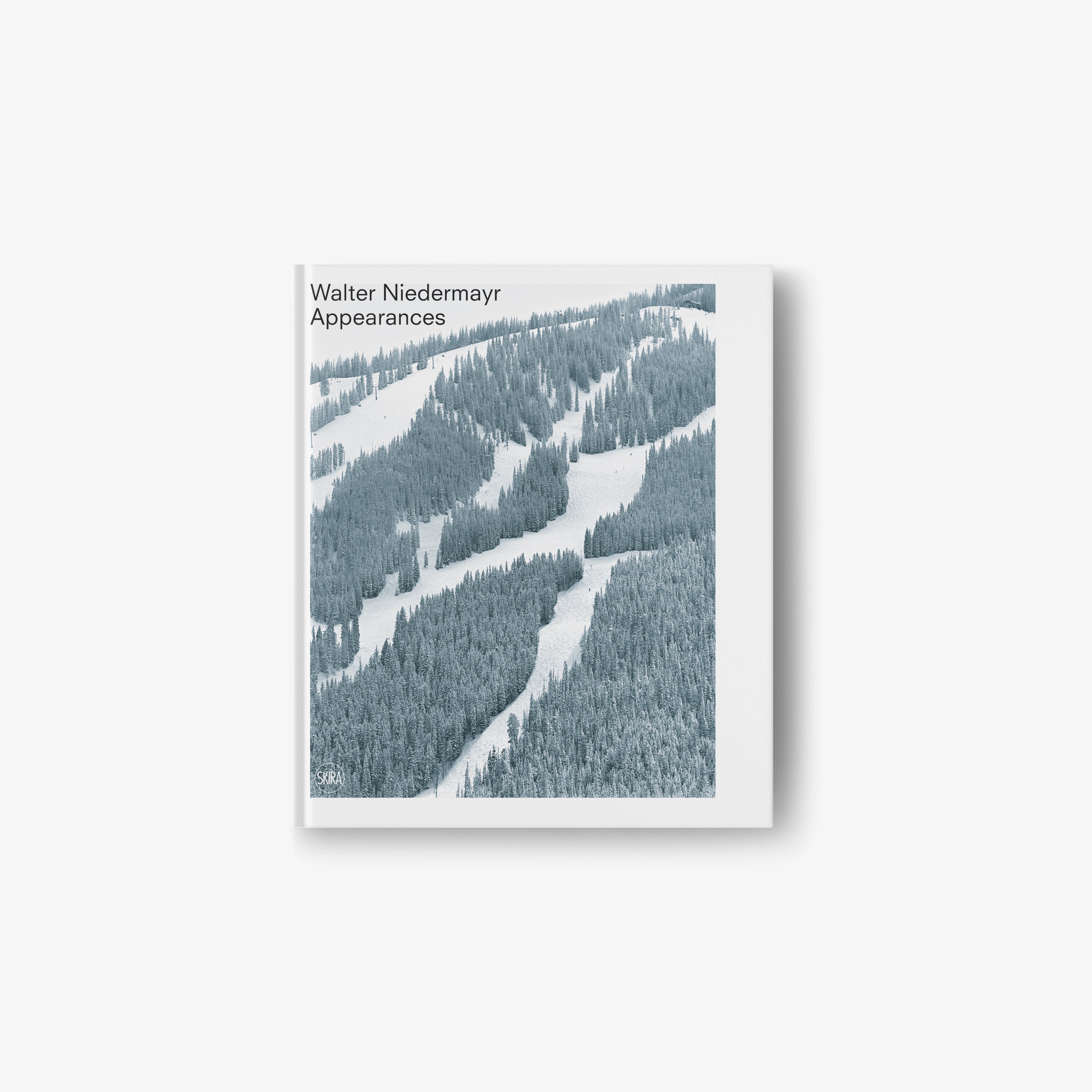 Square hardcover photo book cover with blue mountain landscape print