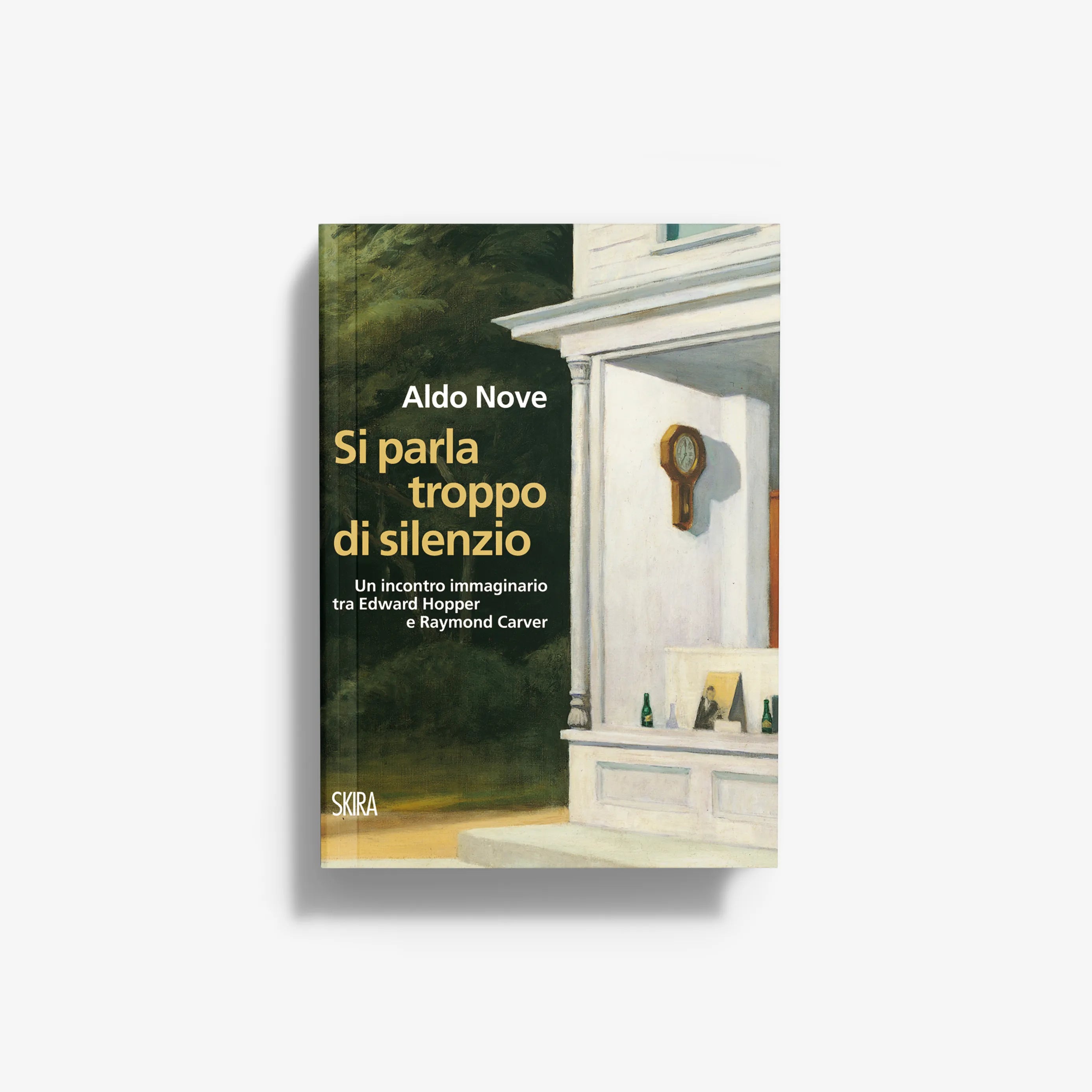 Green hardcover book with illustrated cover and title 'Si parla troppo silenzio'