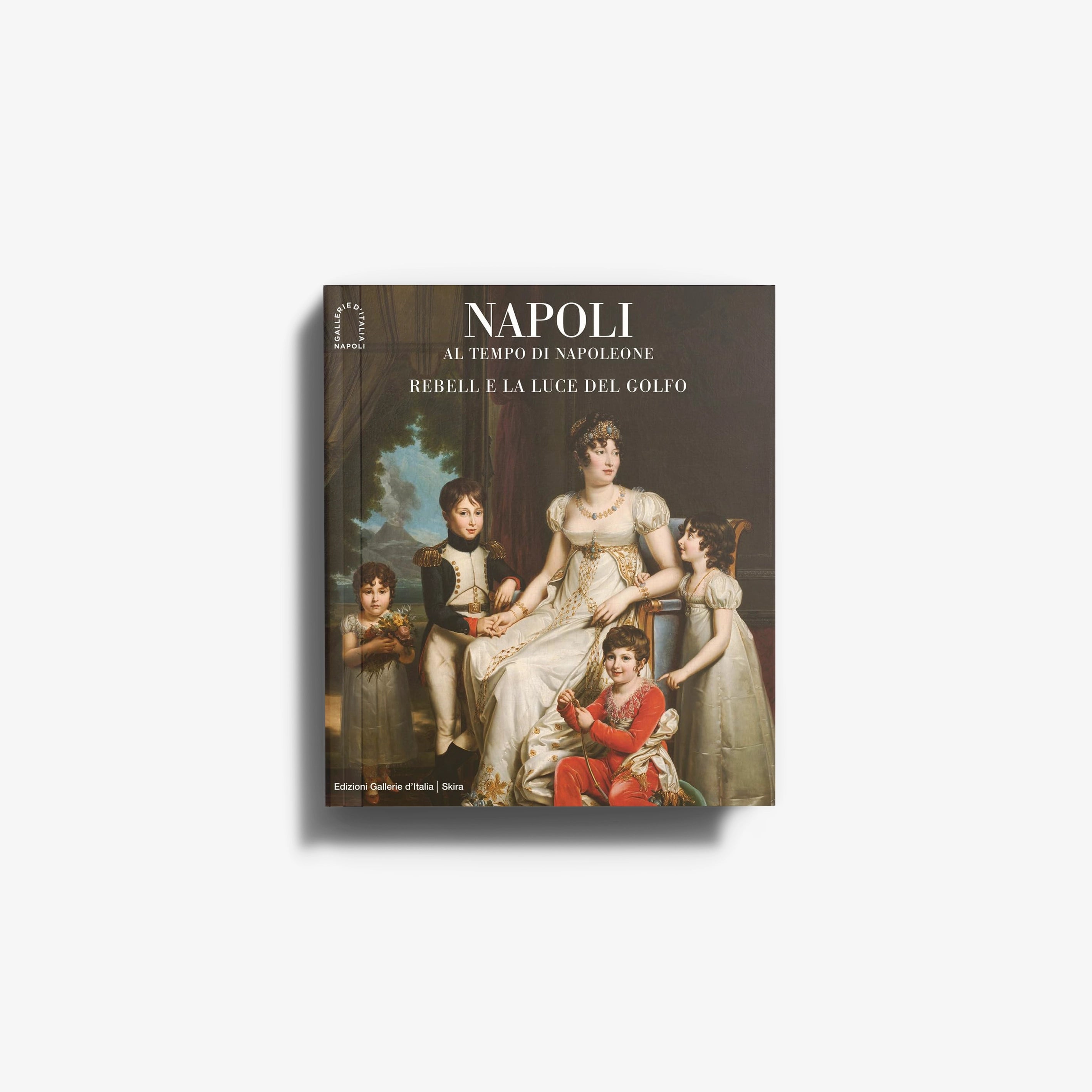 Art book by Skira Arte with brown cover and classical figures, Napoli al tempo di Napoleone Rebell e la luce del Golfo