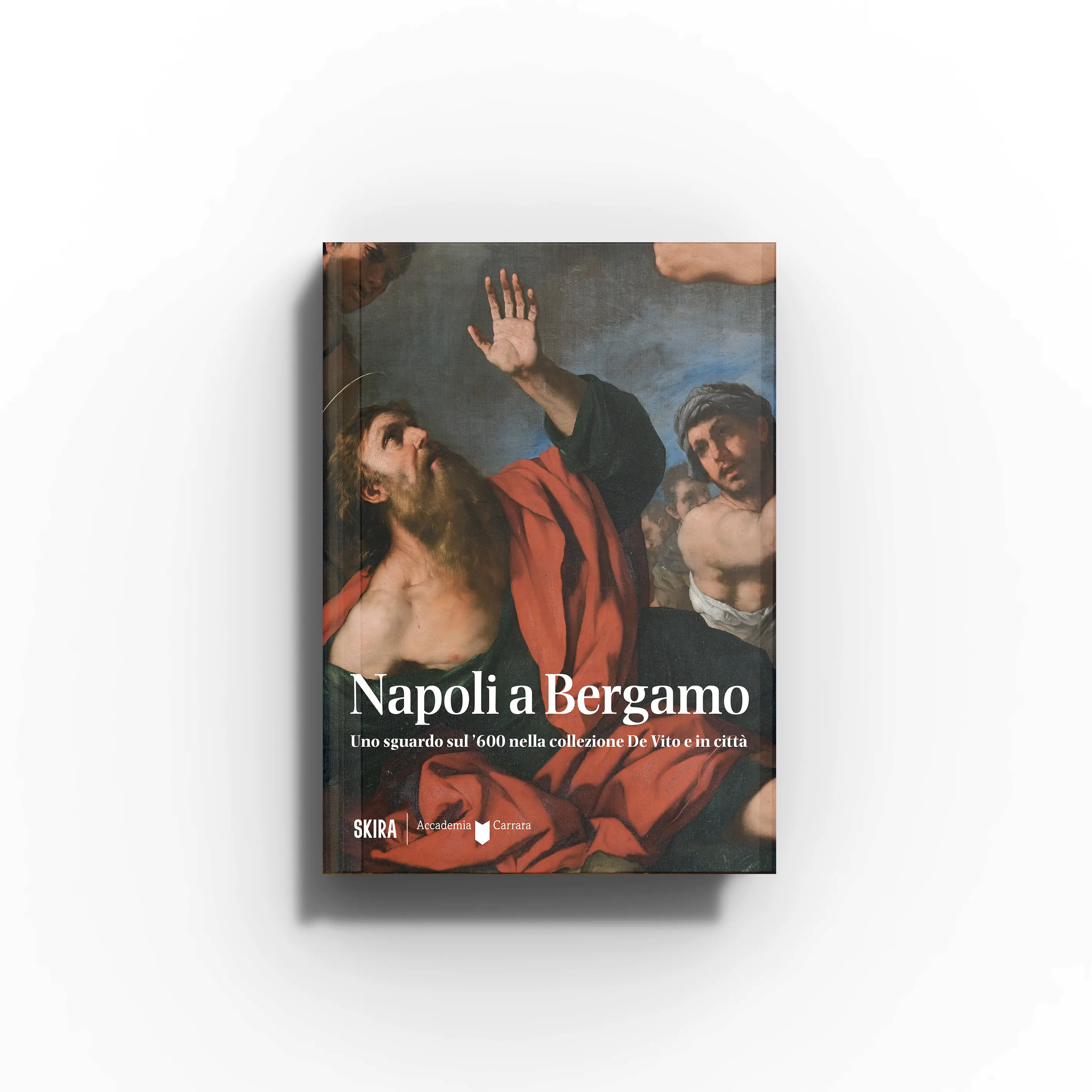 Art book by Skira Arte titled Napoli a Bergamo with restored works, featuring a painting scene in muted browns