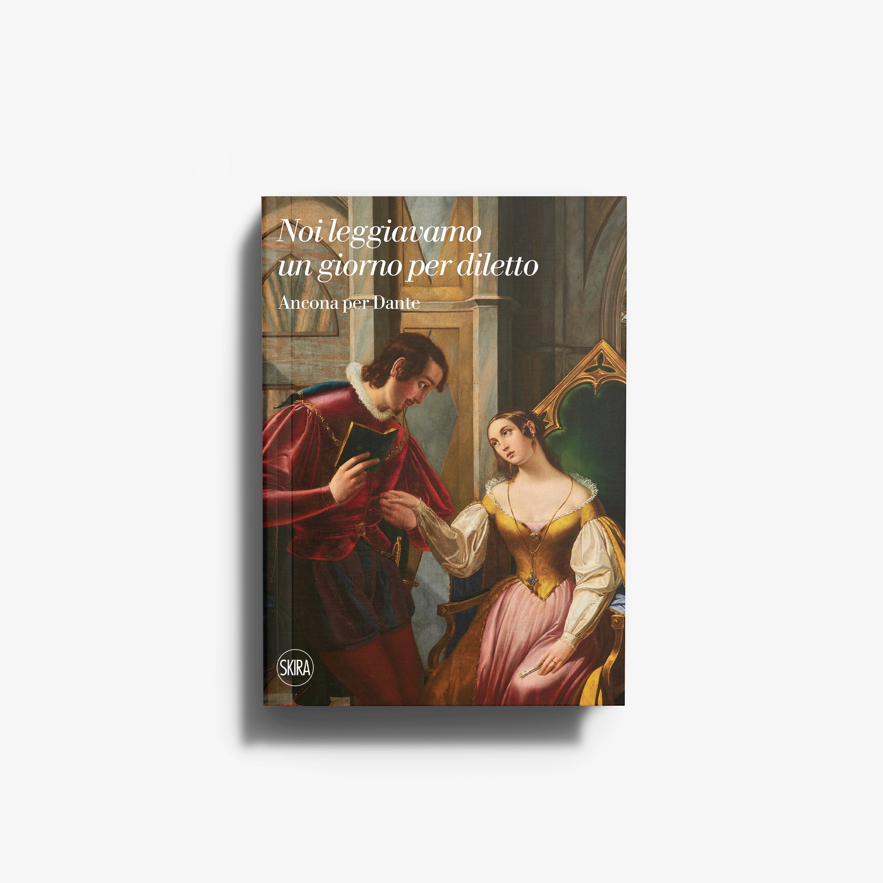 Art book in sepia tones by Skira Arte, volume illustrato di Divina Commedia, featuring a painted scene with figures
