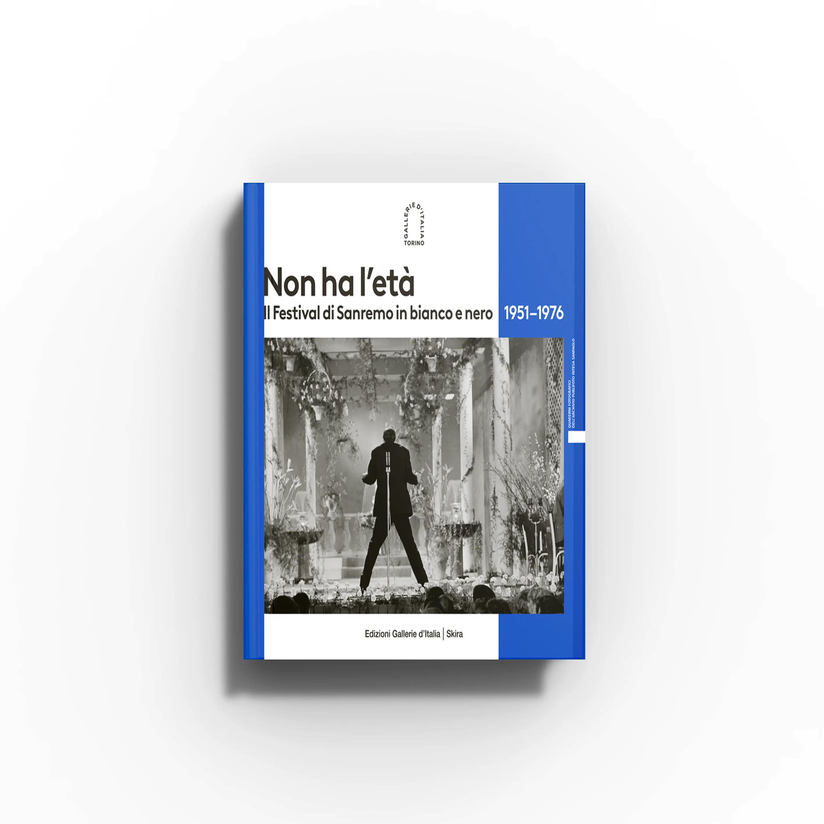 Photographic book by Skira Arte in blue and black and white with Festival di Sanremo 1951 cover