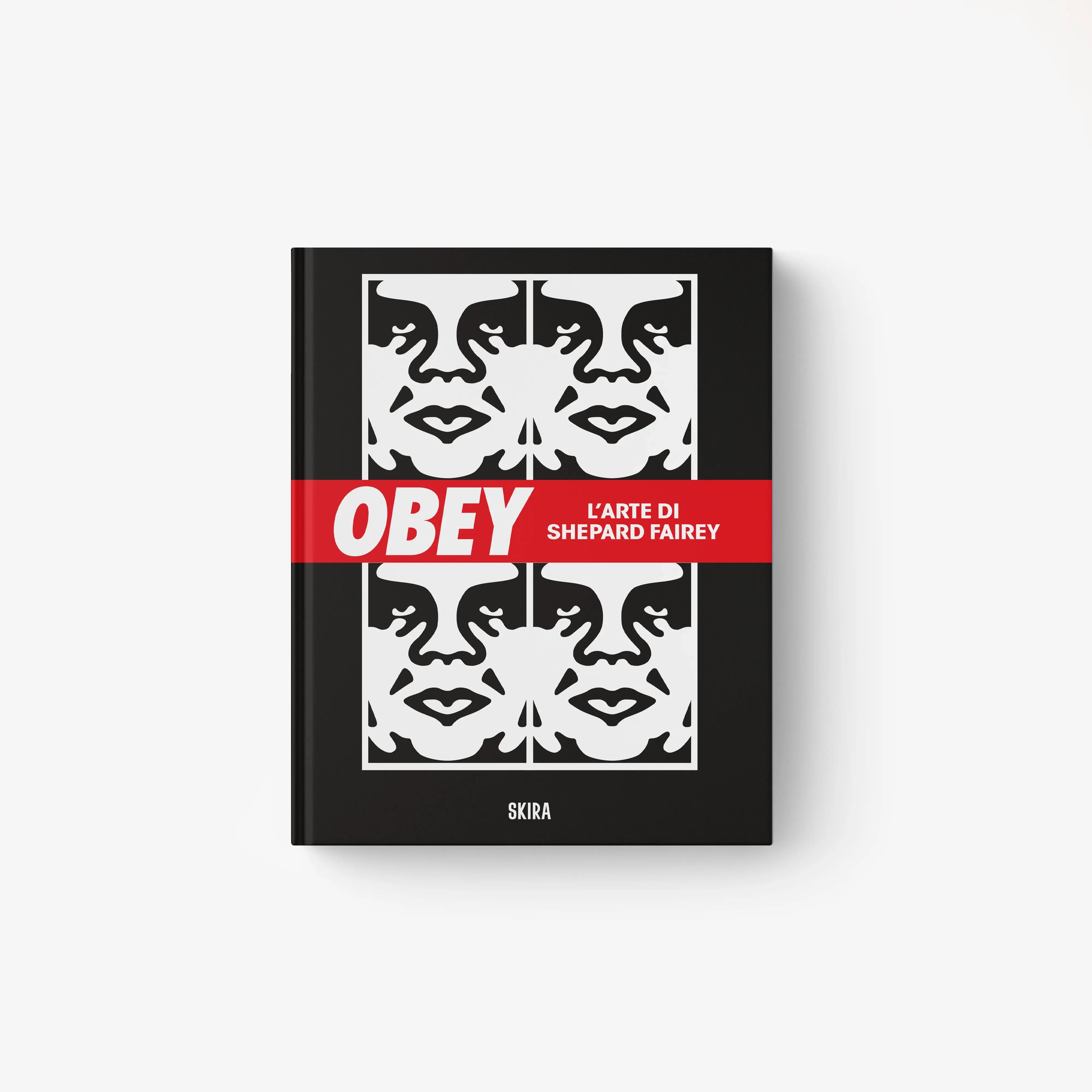Art monograph on street art by Skira Arte, black and red cover with Shepard Fairey artwork, Italian edition