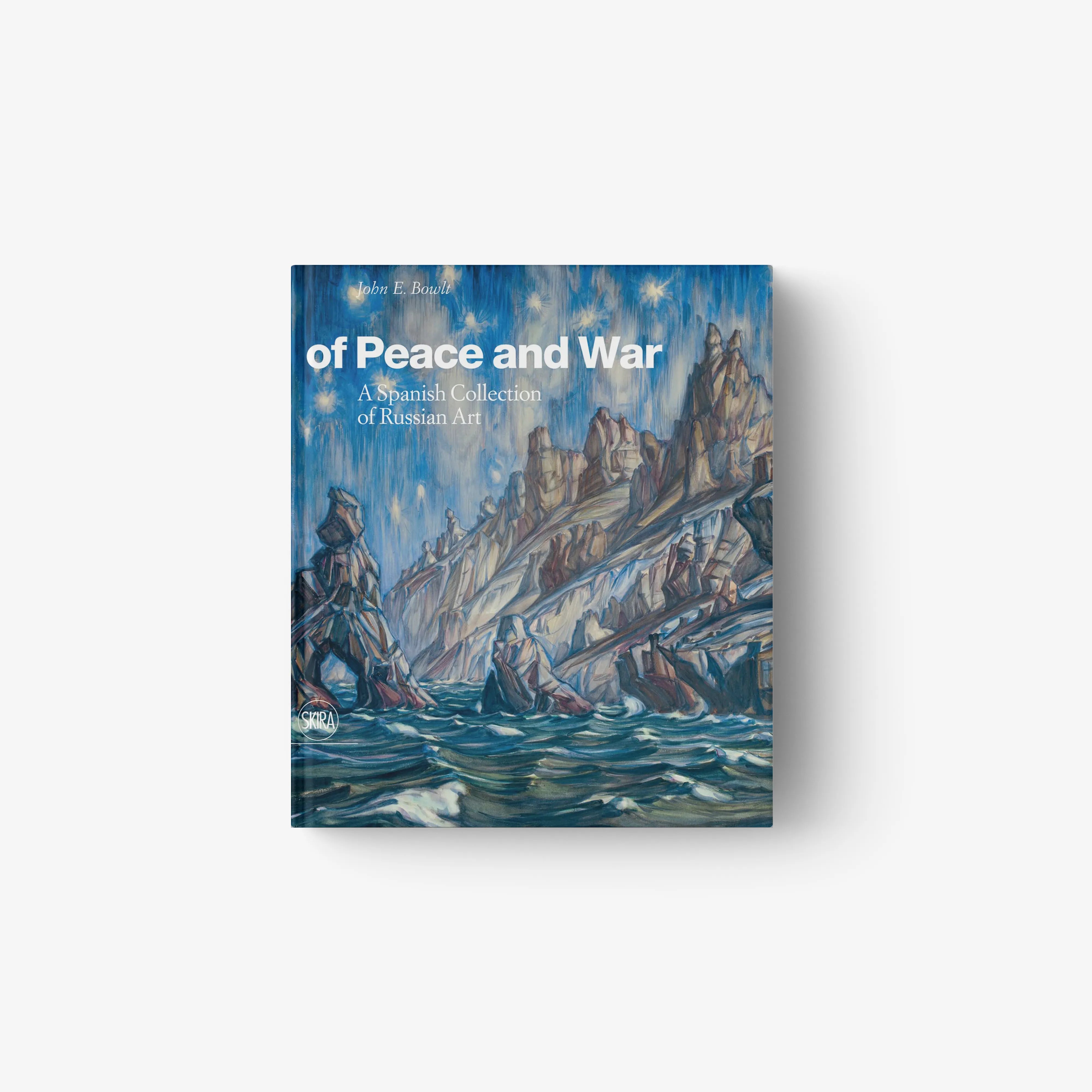 Blue book cover, 'Of Peace and War' title, snowy battle illustration